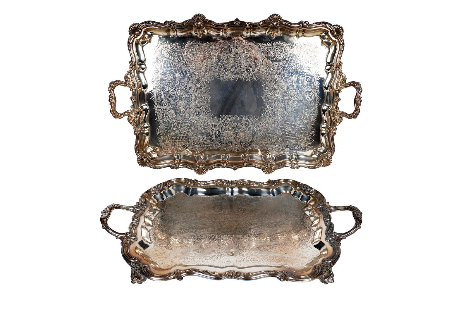 TWO SILVERPLATE TRAYS (1 of 13)