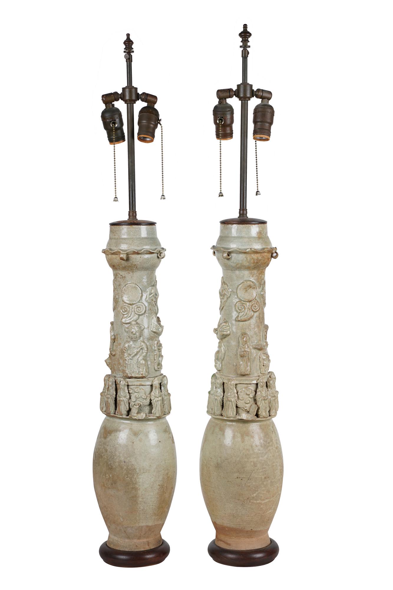 PAIR OF CHINESE CERAMIC FUNERARY URNS (1 of 9)