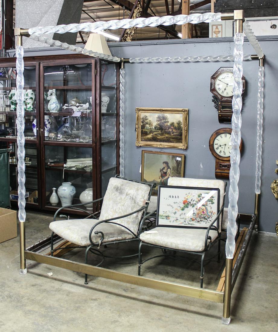 LUCITE & POLISHED BRASS KING SIZE BED (1 of 5)