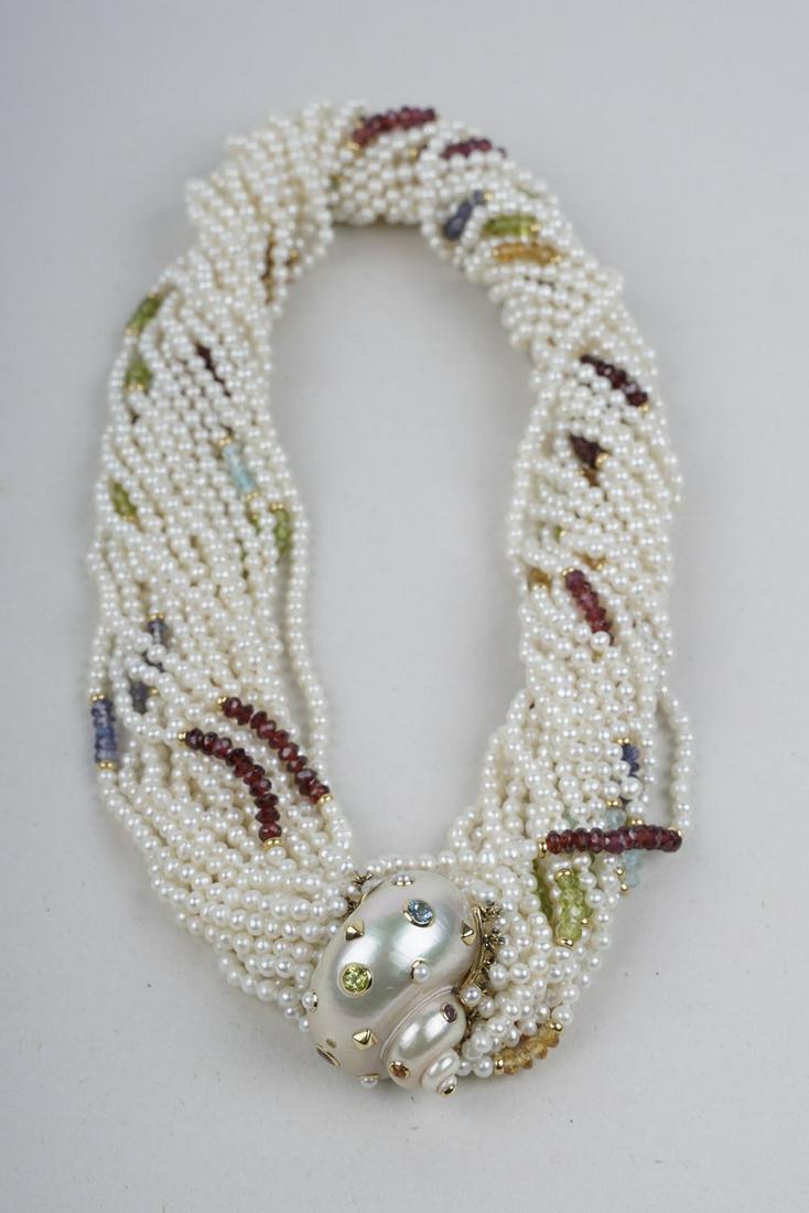 GUMPS 18 KARAT & MULTI-STONE TORSADE NECKLACE (1 of 6)