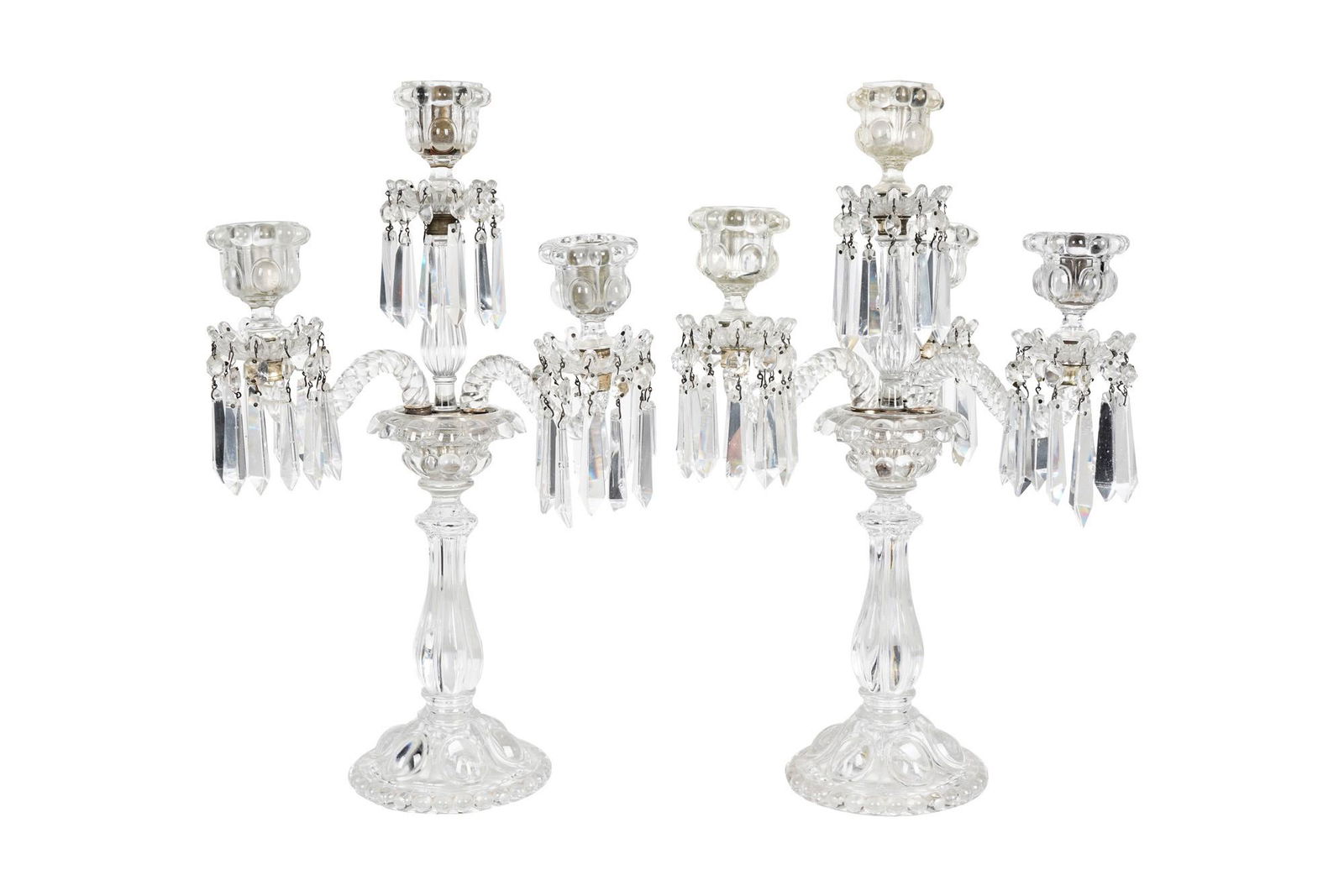 PAIR OF BACCARAT MOLDED GLASS CANDELABRA (1 of 13)