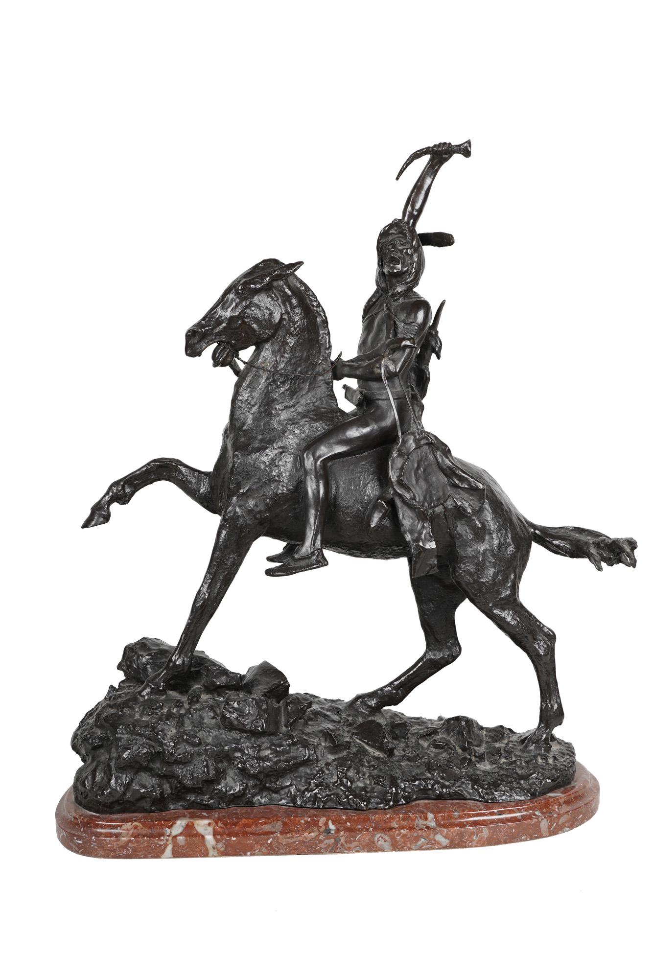 AFTER FREDERIC REMINGTON: "THE SCALP": bronze inscribed in casting Provenance: The Estate of Lee Phillip Bell, co-creator of 'The Young and the Restless' and 'The Bold and the Beautiful' 18 inches wide; 24 inches high