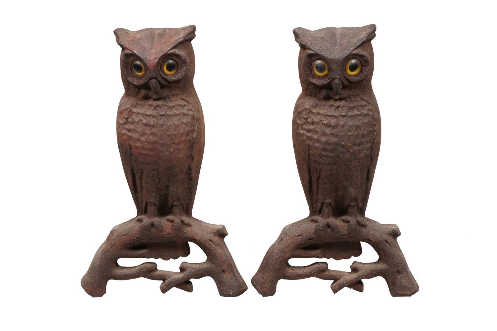 PAIR OF CAST IRON OWL ANDIRONS (1 of 9)