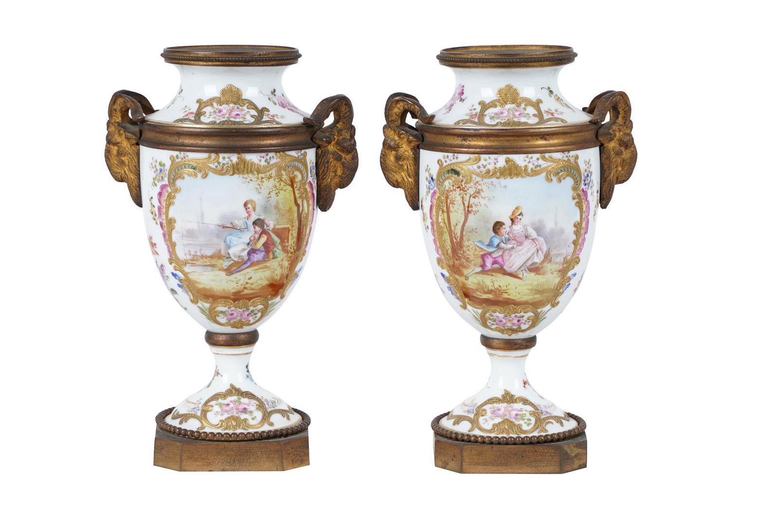 PAIR OF SEVRES STYLE PORCELAIN URNS (1 of 11)