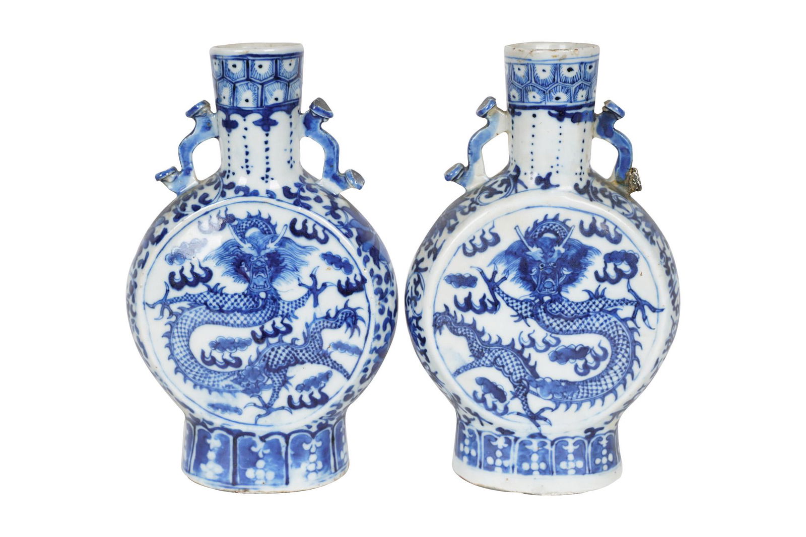 PAIR OF BLUE & WHITE CHINESE VASES (1 of 13)