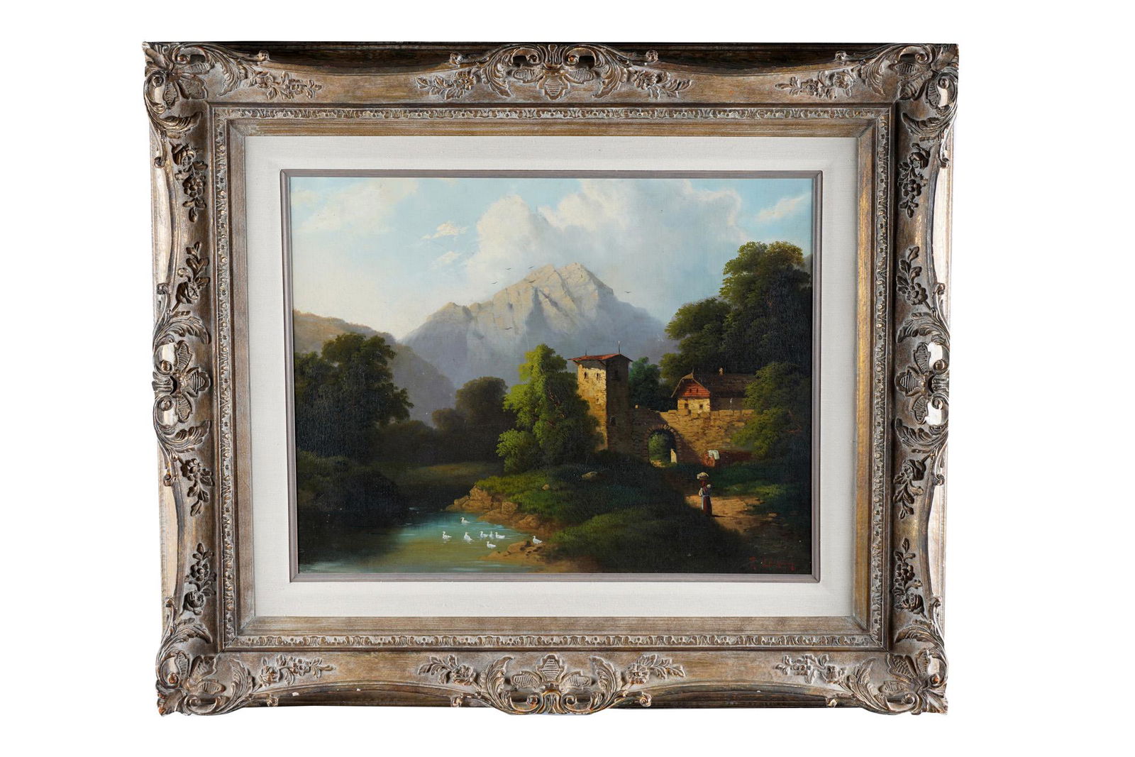 ROBERT LECHNER: "LANDSCAPE WITH FIGURES & BRIDGE" (1 of 12)