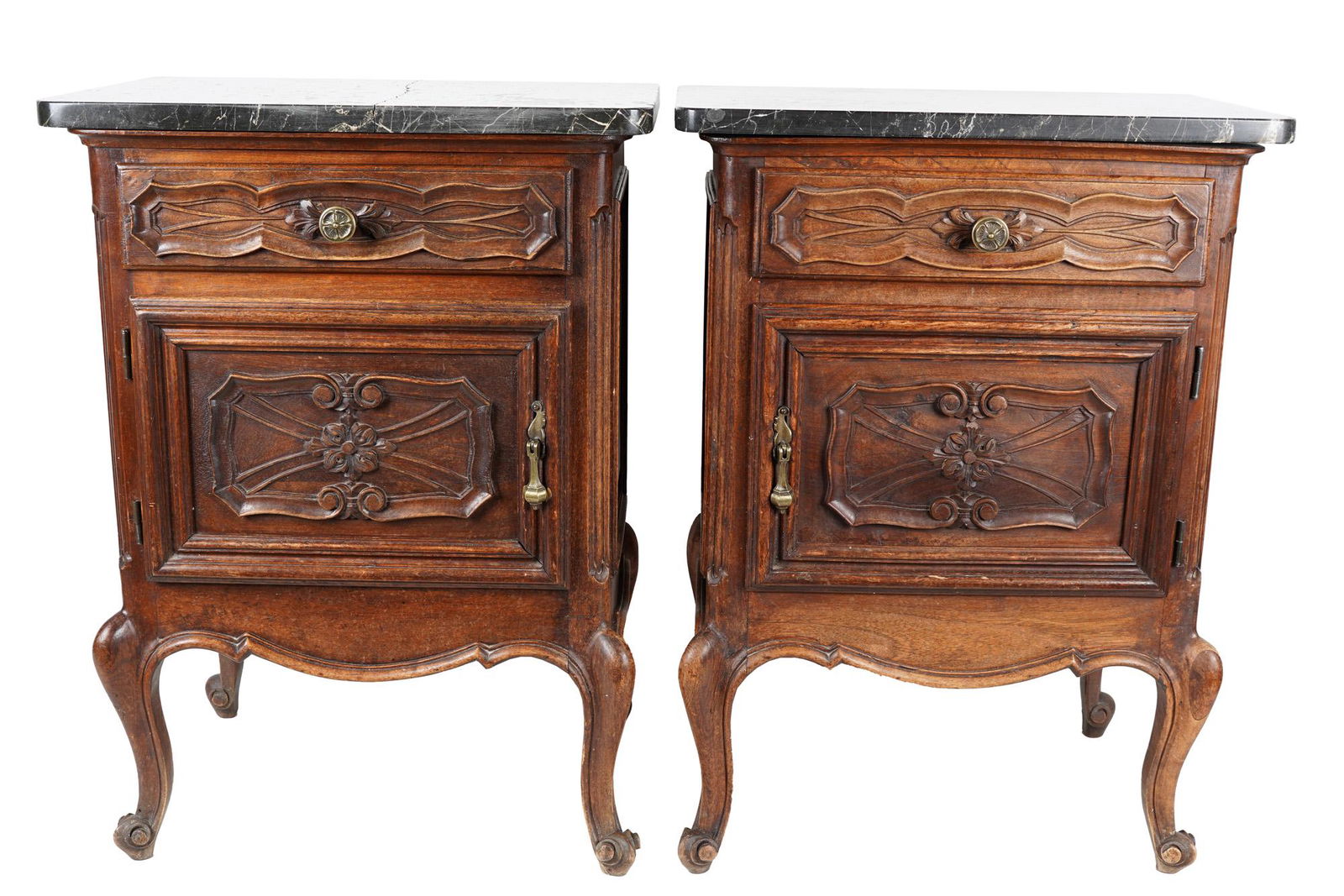 PAIR OF FRENCH PROVINCIAL STYLE WALNUT NIGHTSTANDS (1 of 16)