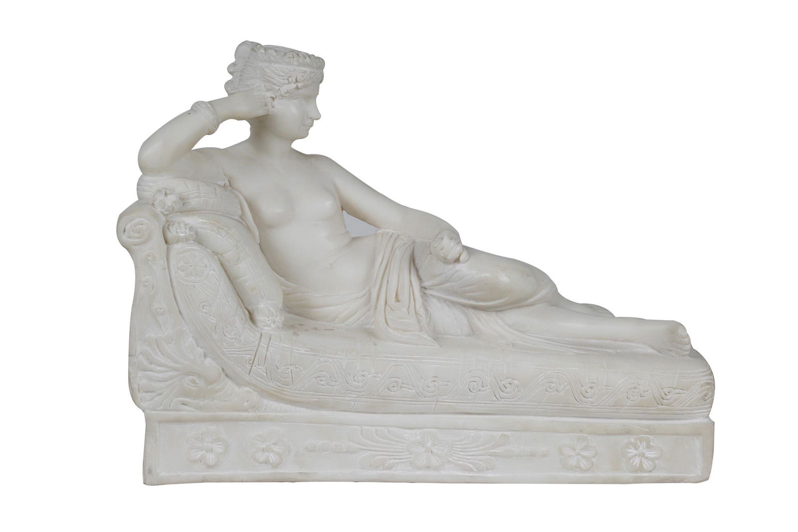 M. PASSINI: MARBLE FIGURE OF A RECLINING WOMAN (1 of 13)
