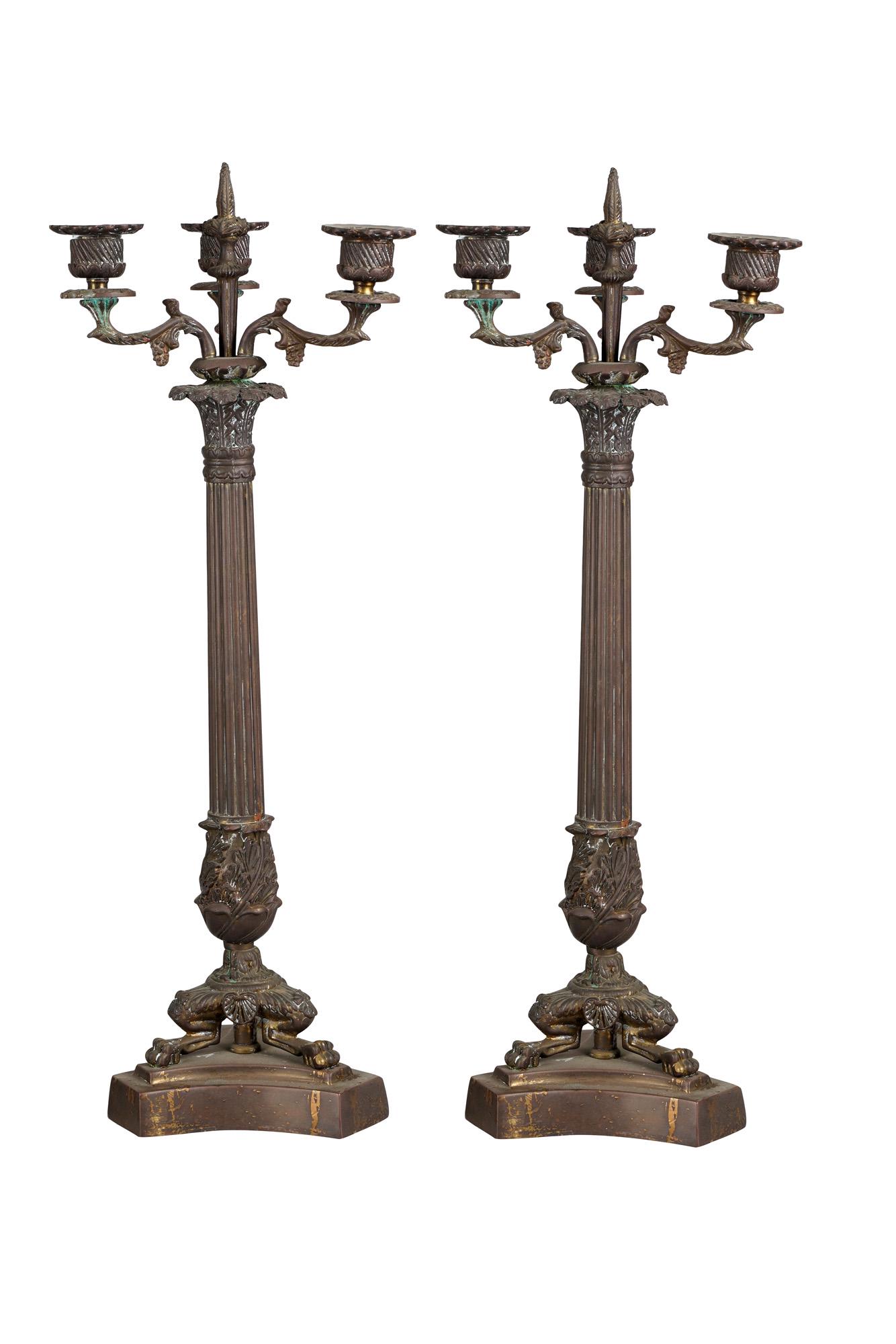 PAIR OF EMPIRE STYLE BRONZE CANDELABRA (1 of 7)