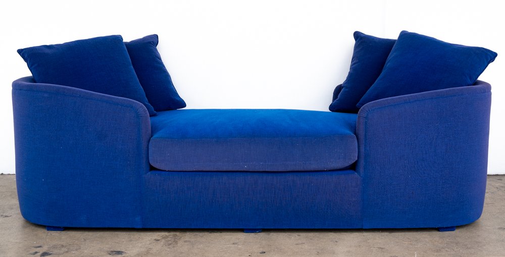 PAIR OF CONTEMPORARY BLUE FABRIC SOFAS (1 of 9)