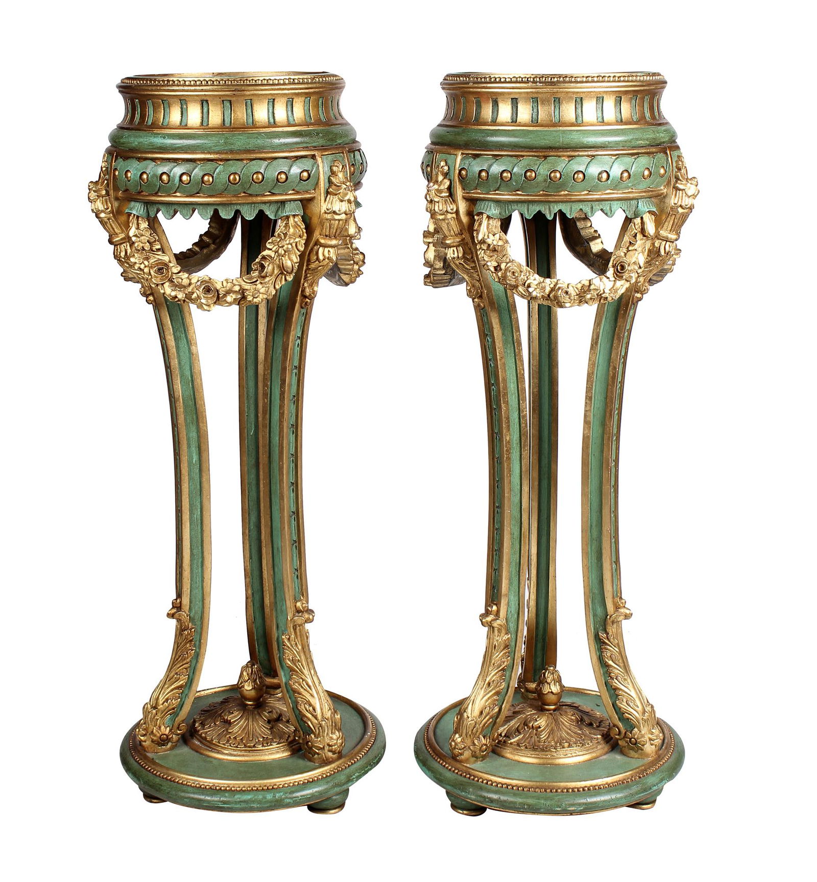 PAIR OF PAINTED & PARCEL GILT PLANTERS (1 of 9)