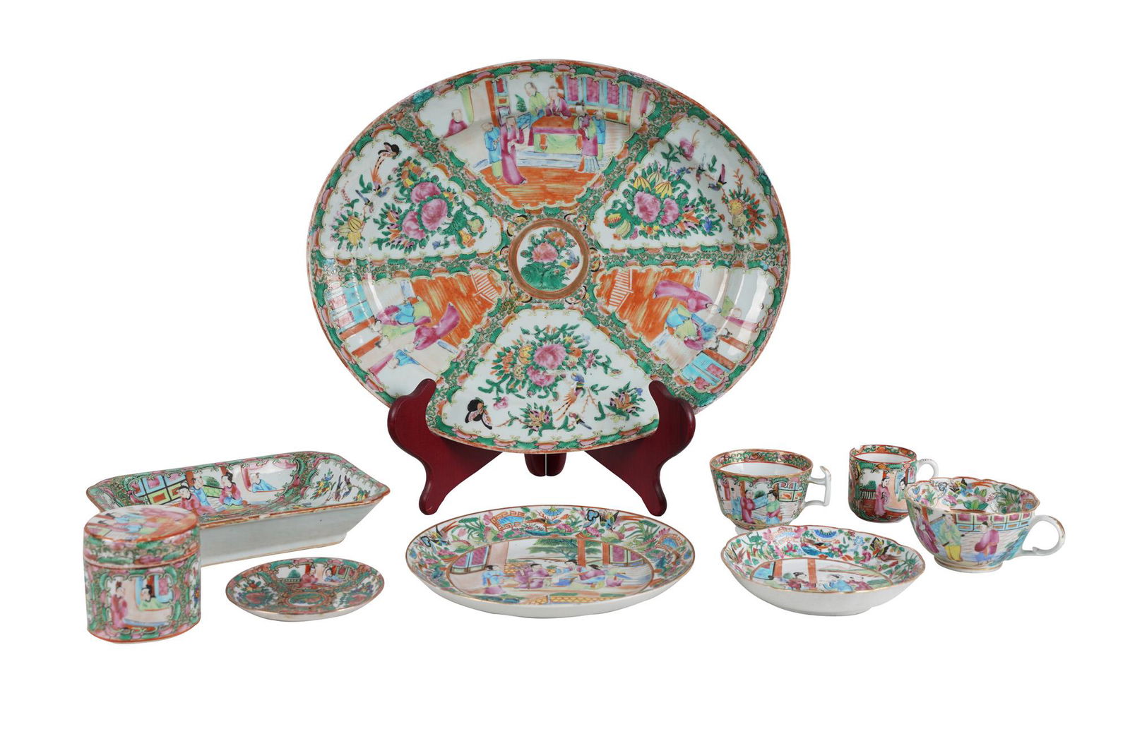 GROUP OF CANTON FAMILLE ROSE DISHES (1 of 13)