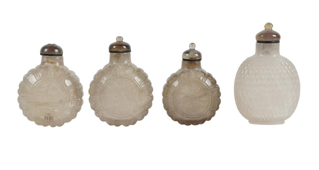 GROUP OF FOUR CHINESE GLASS SNUFF BOTTLES (1 of 8)