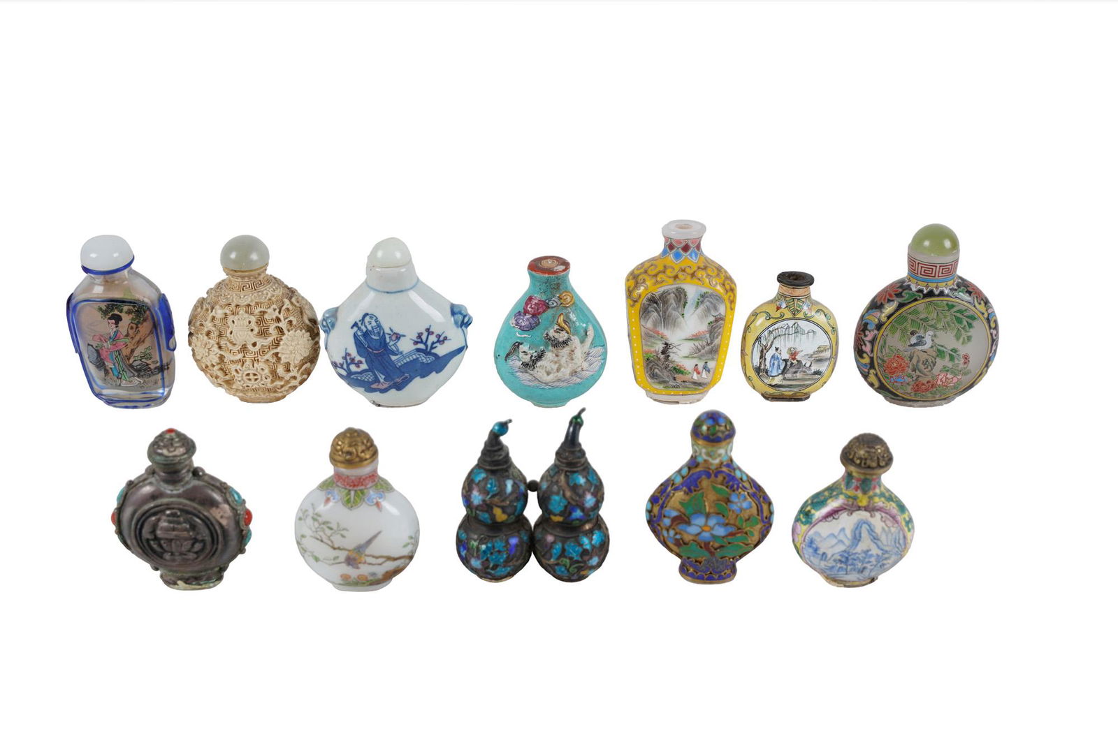 GROUP OF DECORATIVE SNUFF BOTTLES (1 of 13)