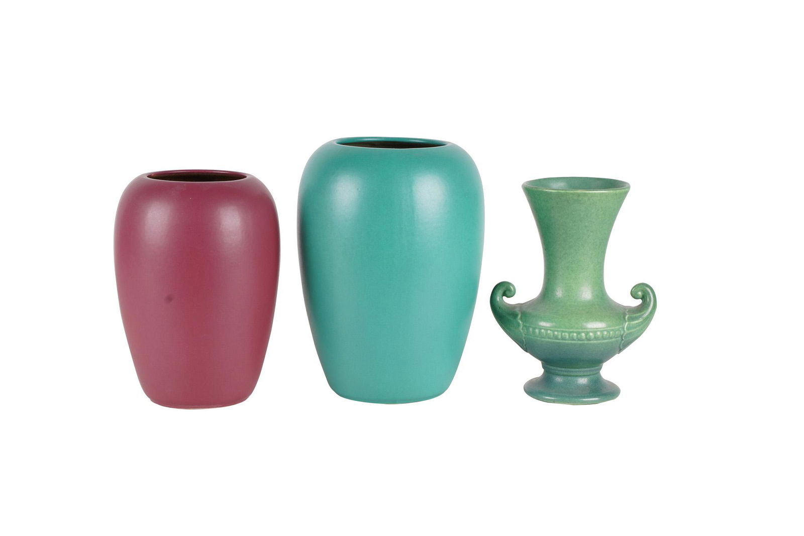 THREE ASSORTED GLAZED POTTERY VASES (1 of 8)