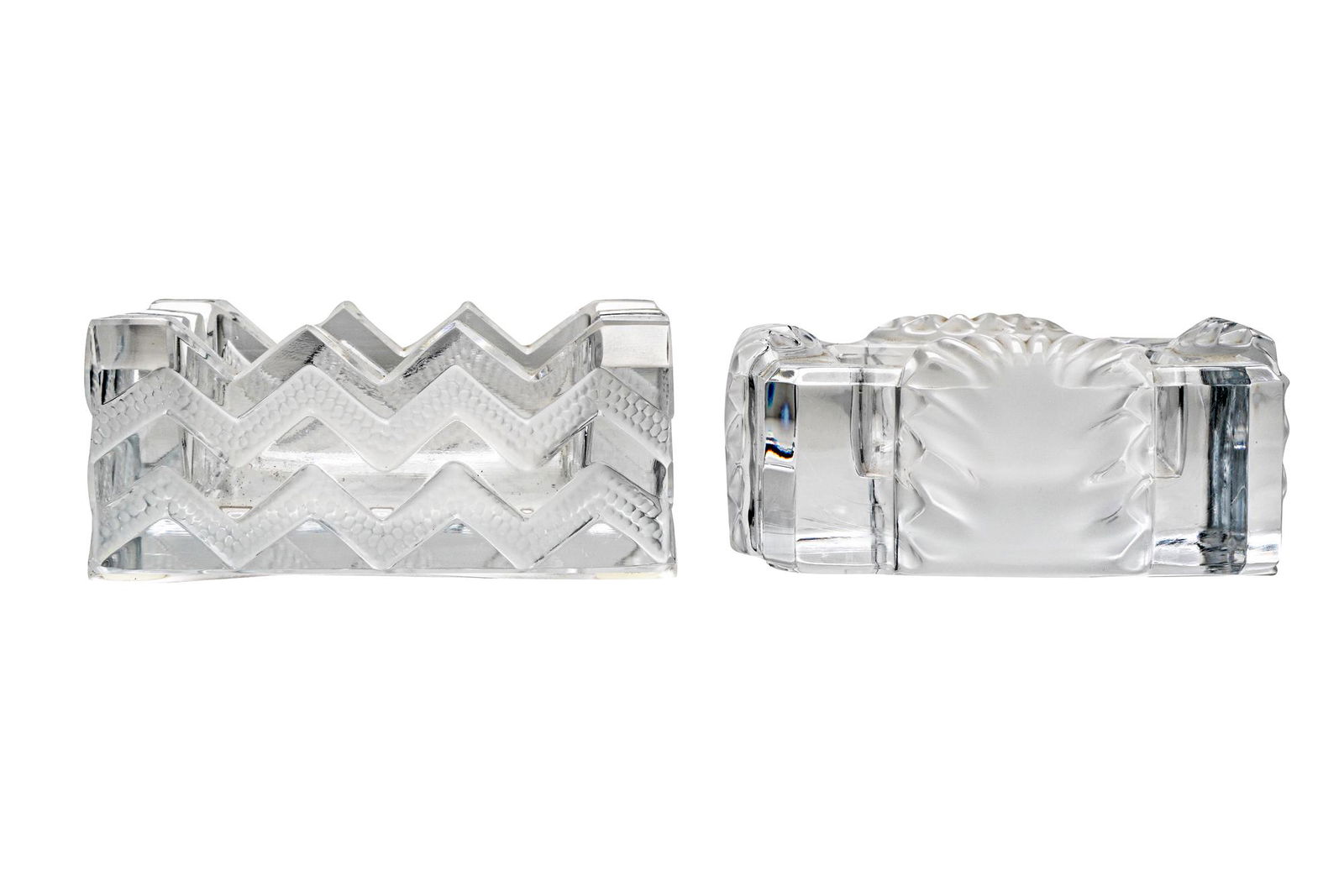 TWO LALIQUE SQUARE ASHTRAYS (1 of 10)