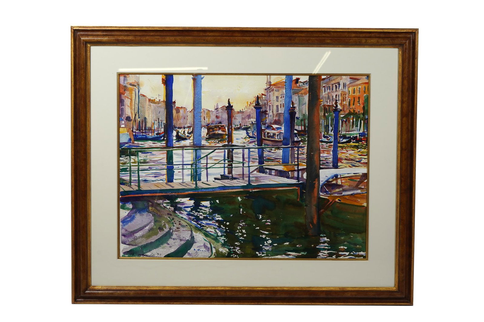 SHIRL GOEDIKE: "THE RIALTO SUNSET": 1997 watercolor on paper signed and dated lower left 21 x 28 1/4 inches sight