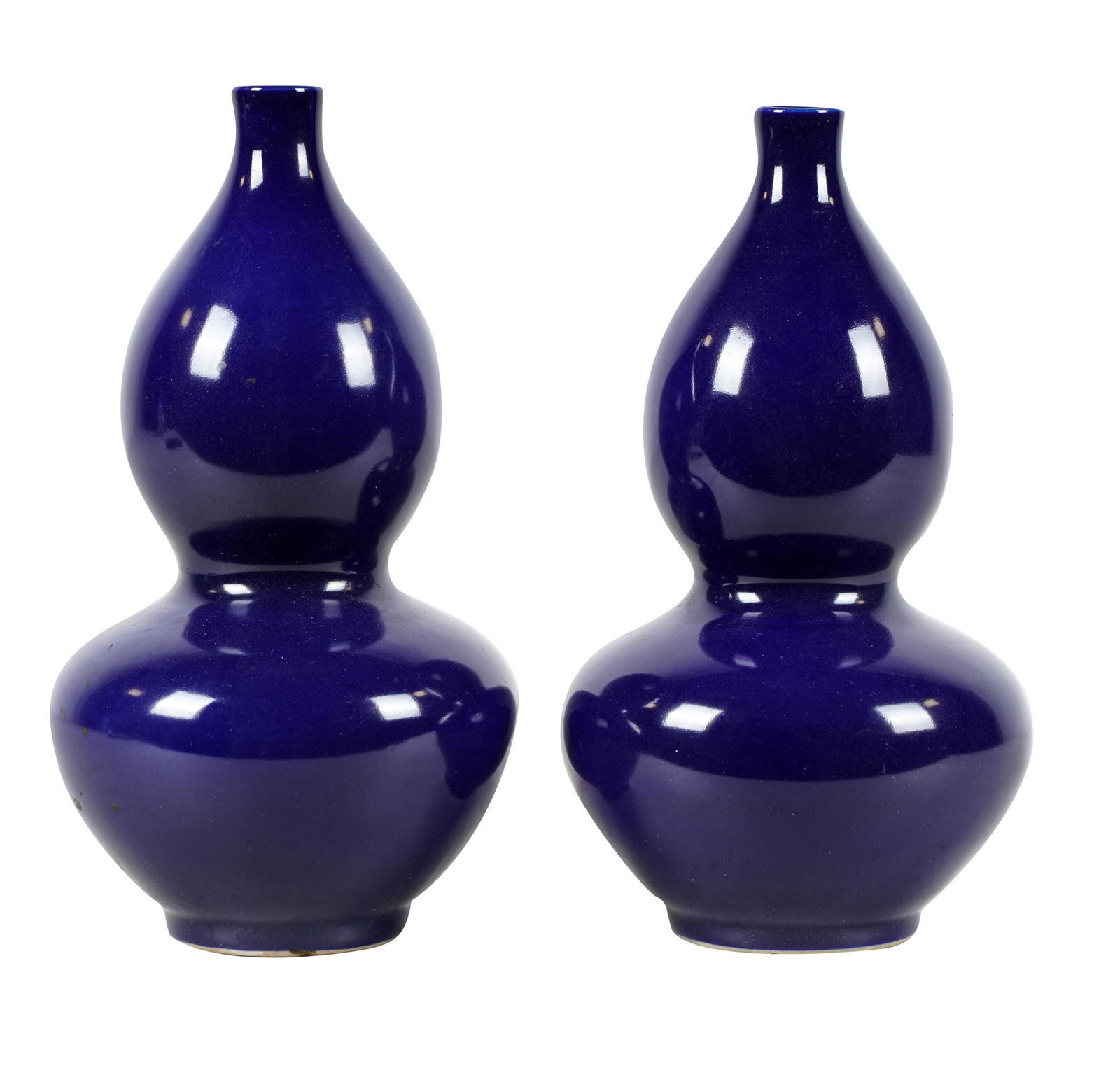 PAIR OF CHINESE BLUE DOUBLE GOURD PORCELAIN VASES (1 of 8)