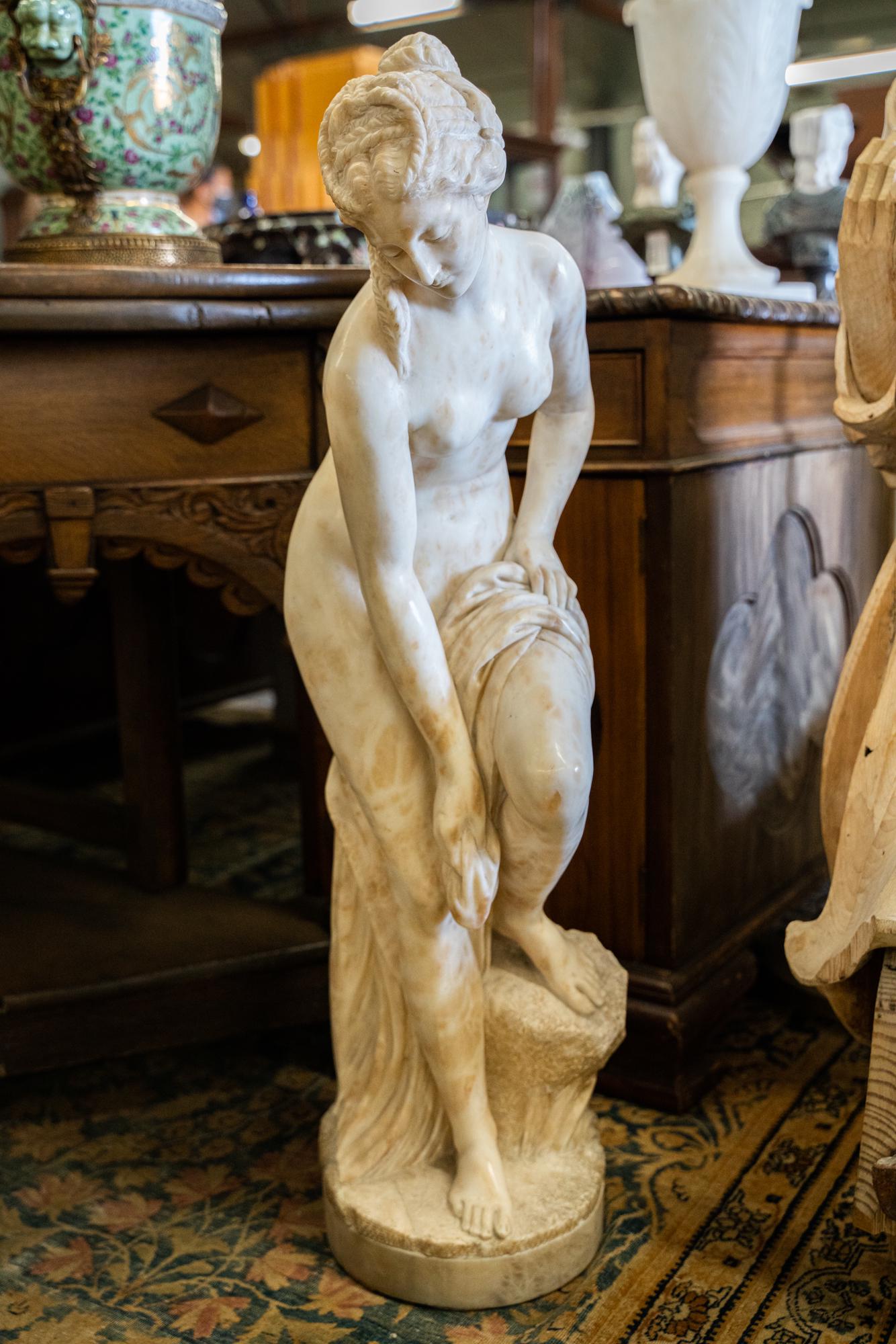 CARVED MARBLE FIGURE OF DIANA BATHING (1 of 7)