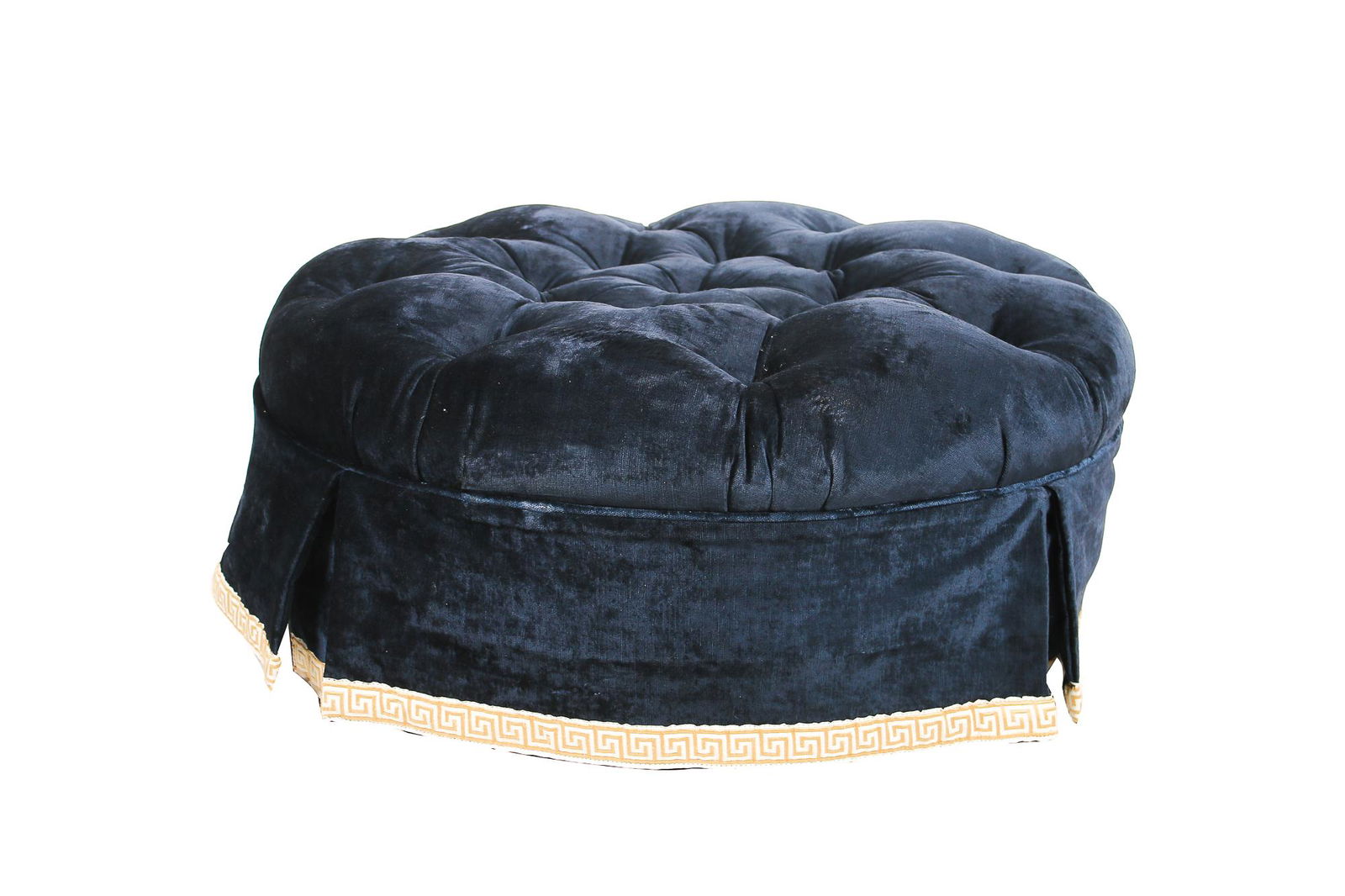 TUFTED BLUE UPHOLSTERED STOOL (1 of 4)