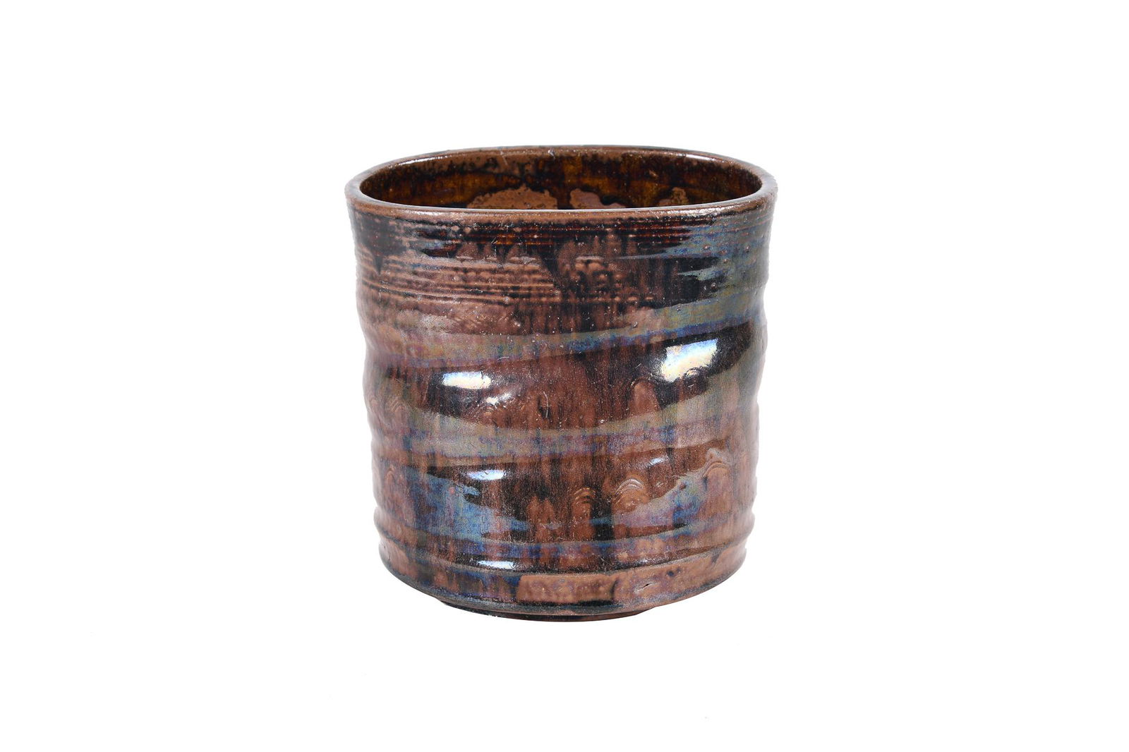 ASIAN BROWN GLAZED CERAMIC JAR (1 of 6)