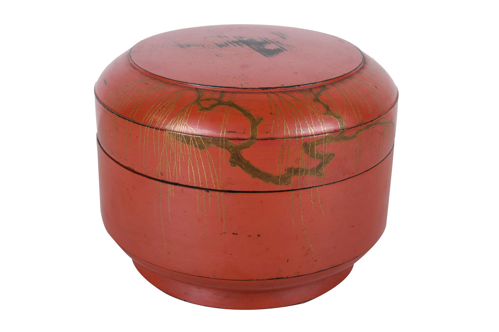JAPANESE RED & GILT LACQUERED ROUND BOX (1 of 6)