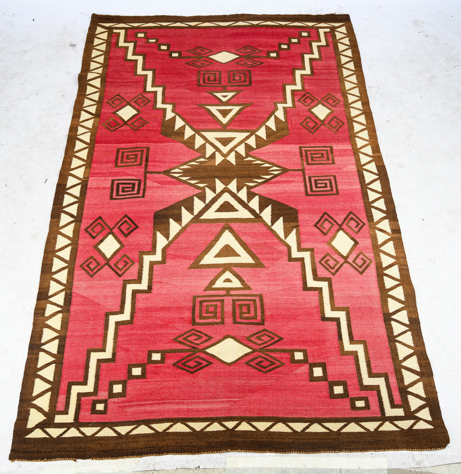 RED & BROWN NAVAJO THROW RUG (1 of 7)