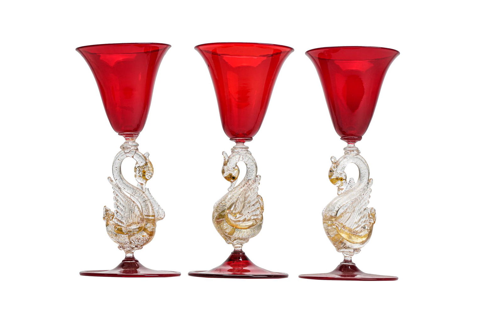 THREE VENETIAN GLASS GOBLETS (1 of 10)