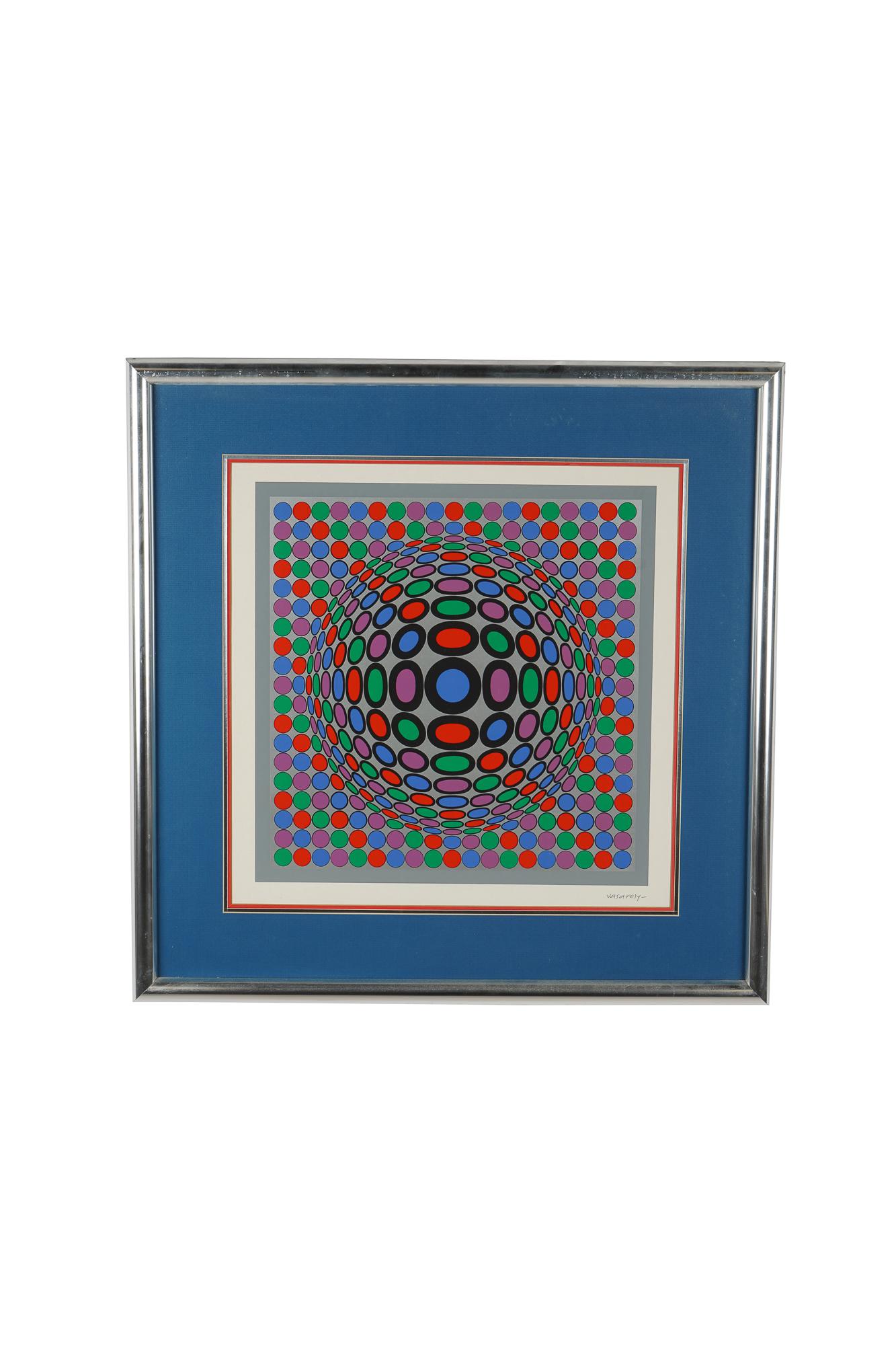 VICTOR VASARELY: "UNTITLED": signed in pencil lower right the image: 19 inches square