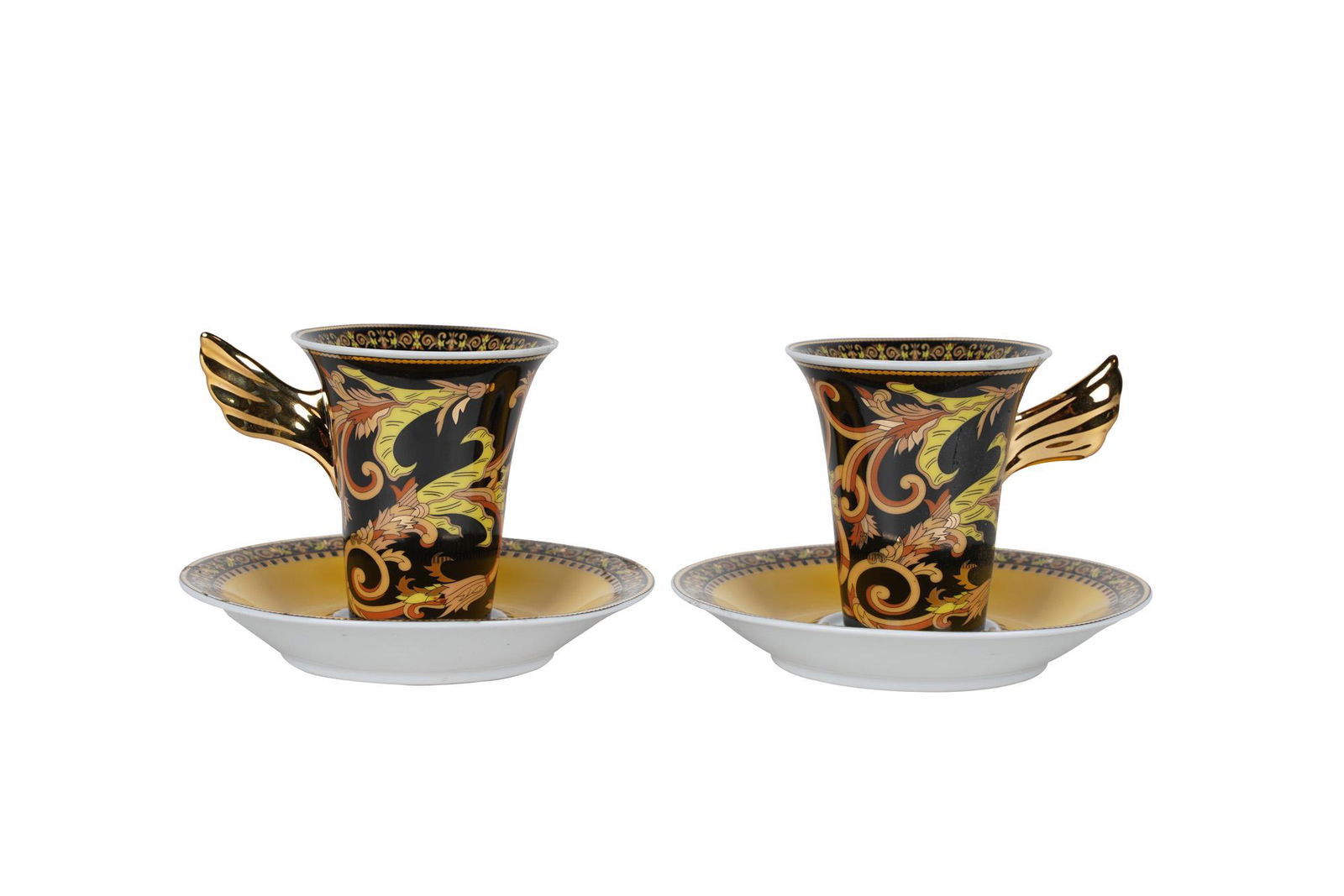 SET OF VERSACE ROSENTHAL PORCELAIN CUPS & SAUCERS (1 of 10)
