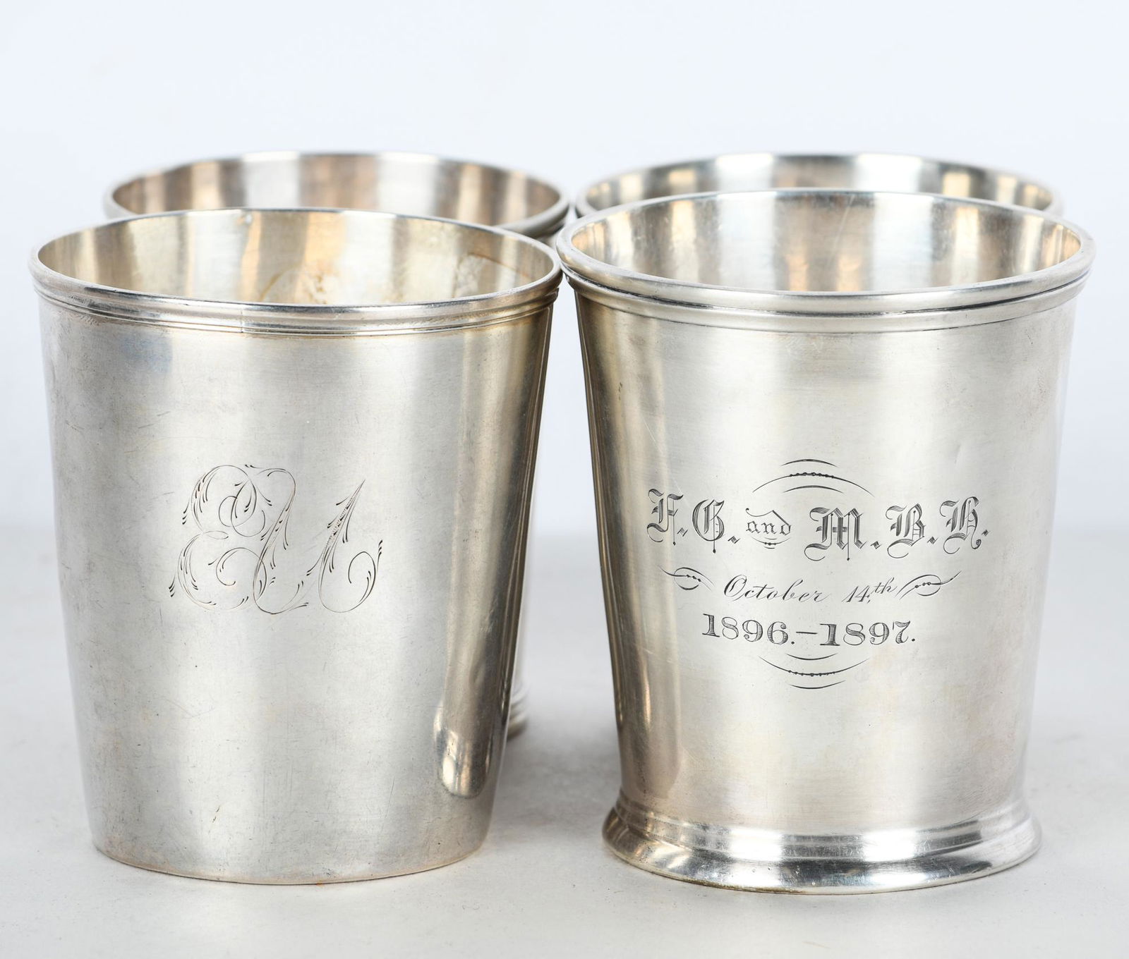 FOUR SOUTHERN COIN SILVER JULEP CUPS (1 of 6)