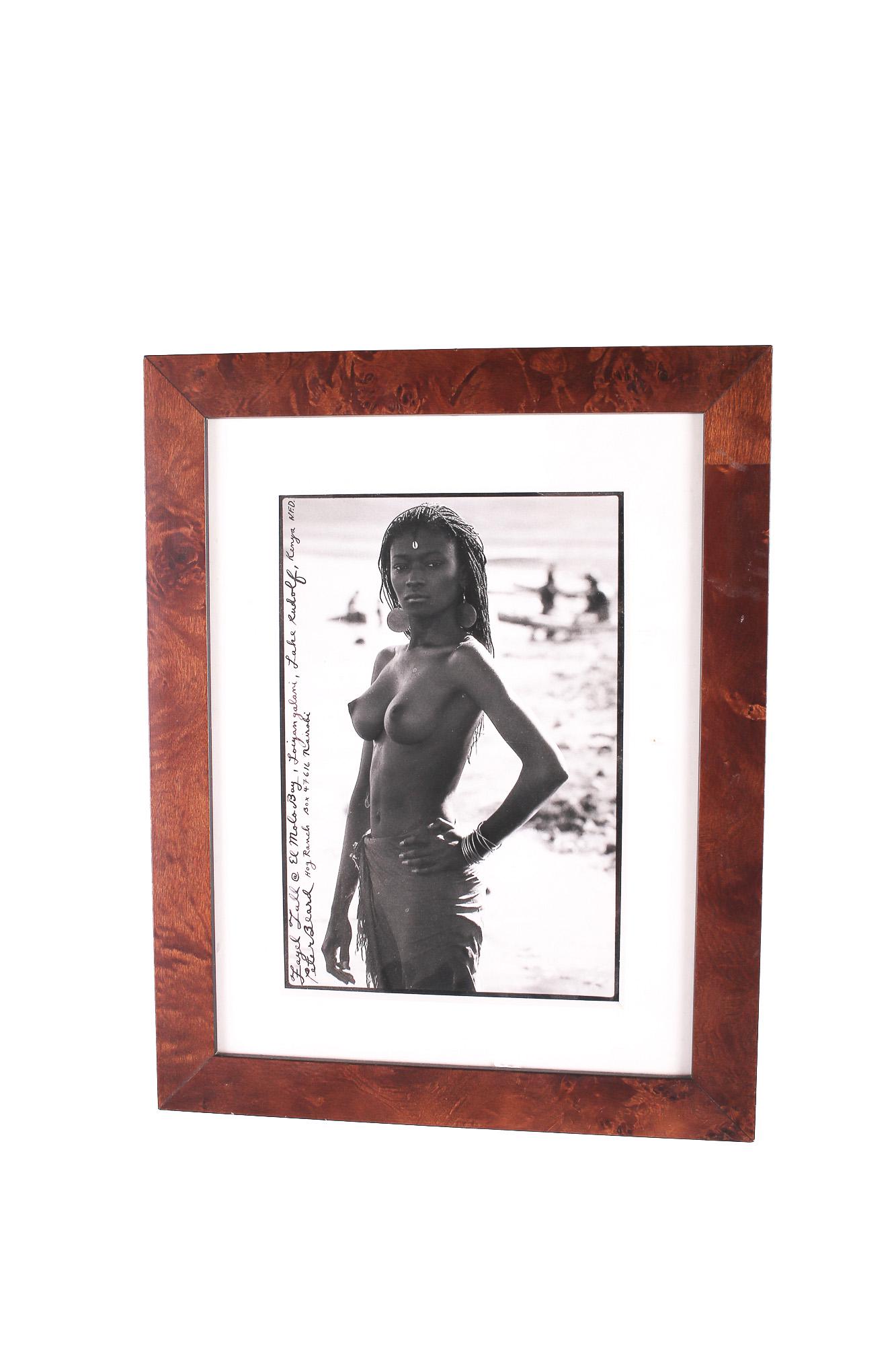 PETER BEARD: "FAYEL TALL @ EL MOLO BAY": gelatin silver print, printed later signed, titled, and variously inscribed in ink side left the photo 9 1/4 x 6 1/4 inches