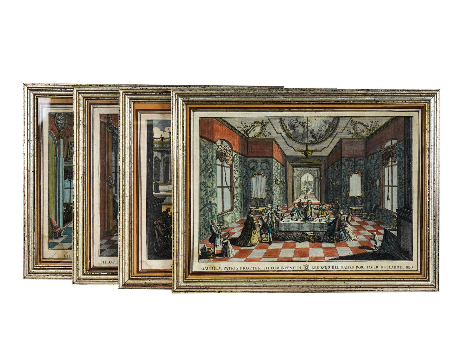GIUSEPPE REMONDINI: FOUR WORKS: colored engravings 13 x 18 inches sight; frame size 16 x 20 1/2 inches