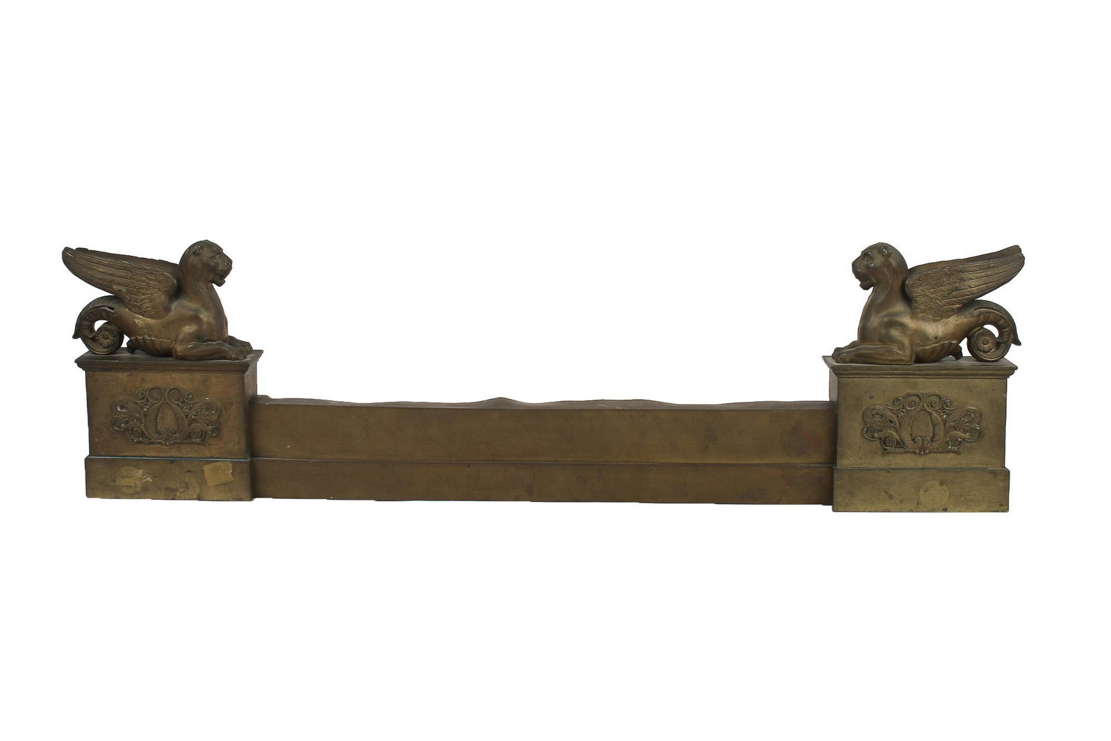 CHARLES X GILT METAL SURROUND: with reclining sphinx chenets front piece: 32 inches wide