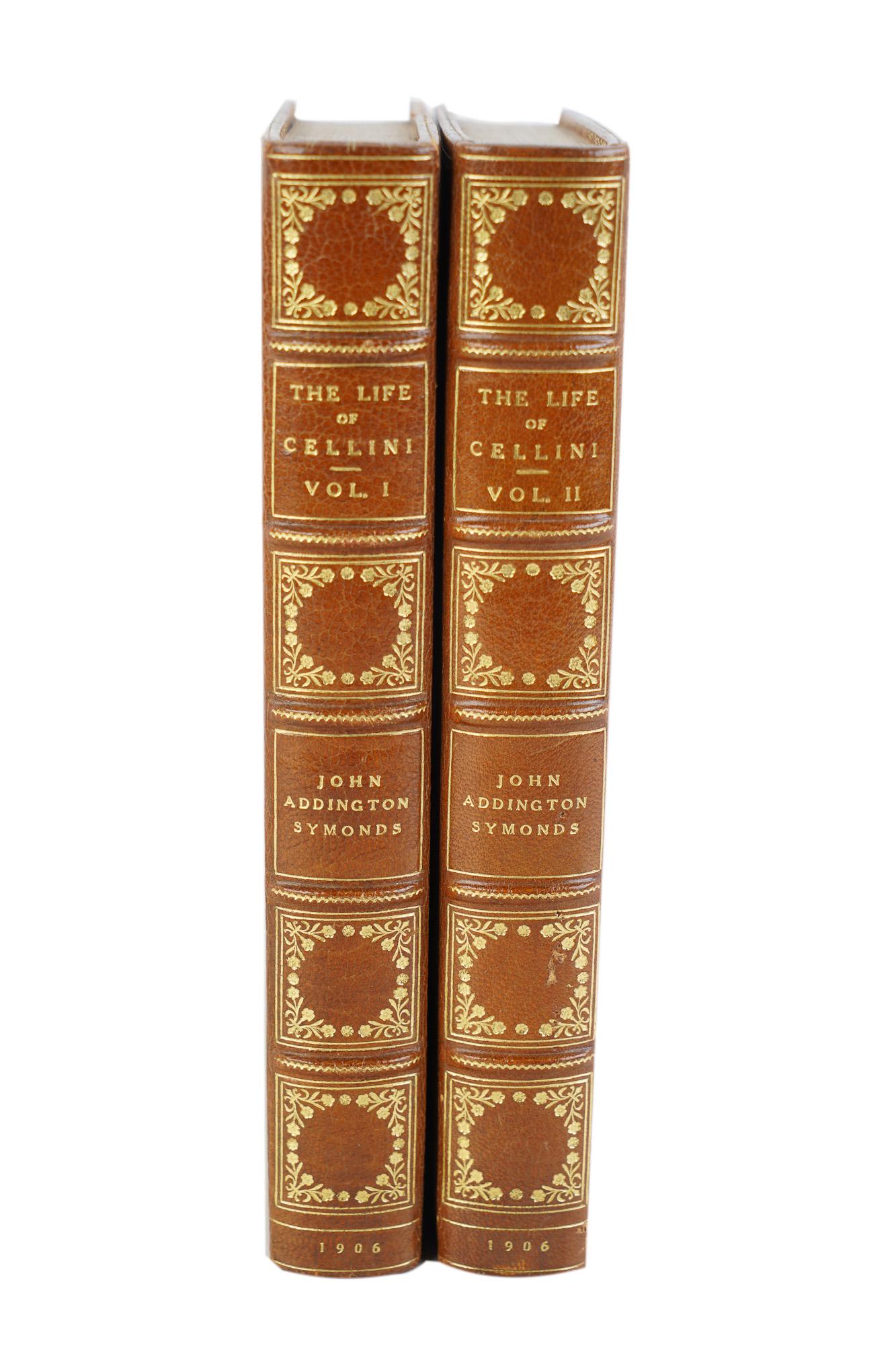 TWO VOLUMES: LIFE OF BENVENUTO CELLINI: Cellini, BenvenutoSymonds, John Addington, editor and translatorThe Life of Benvenuto Cellini, Written by Himself"New York: Brentanos, 1906 [2 volumes]