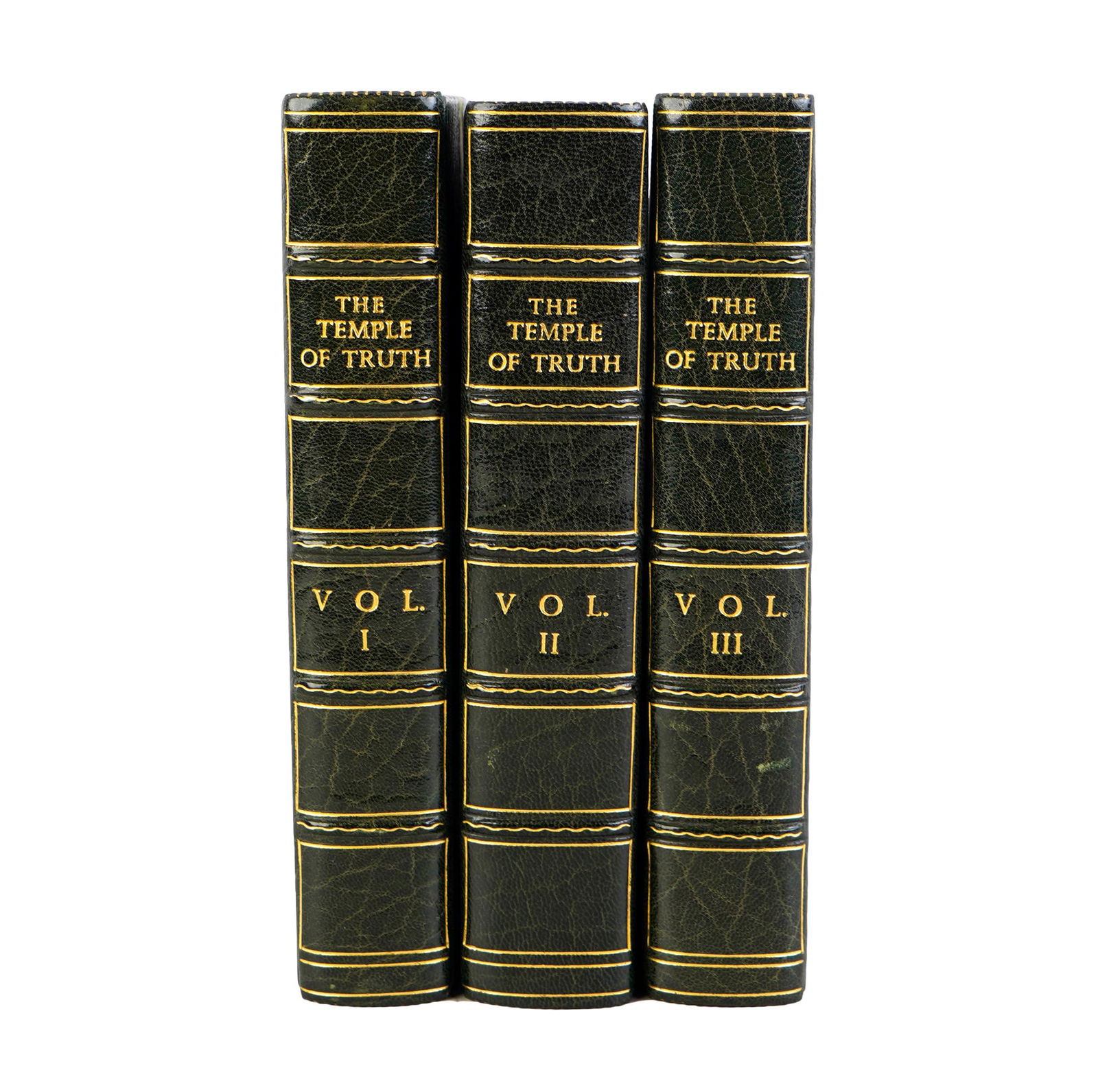 THREE VOLUMES: THE TEMPLE OF TRUTH: de Coetlogon, Charles Edward"The Temple of Truth", comprising 1: "the Best System of Reason, Philosophy, Virtue, and Morals"; 2: "Studies: Sacred and Philosophic"; 3: "Additional Studies: Perspective
