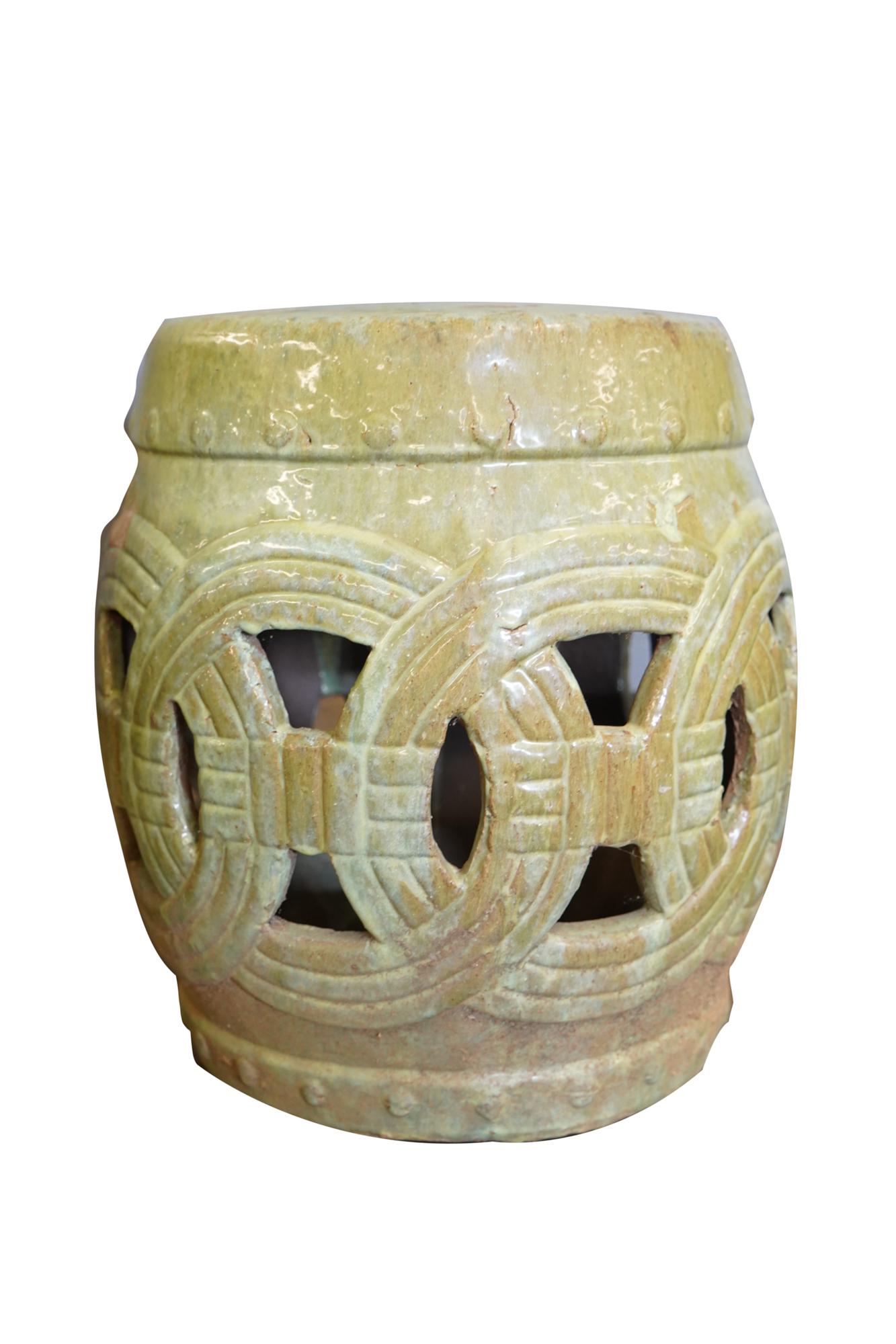 CHINESE GREEN GLAZED GARDEN SEAT (1 of 8)