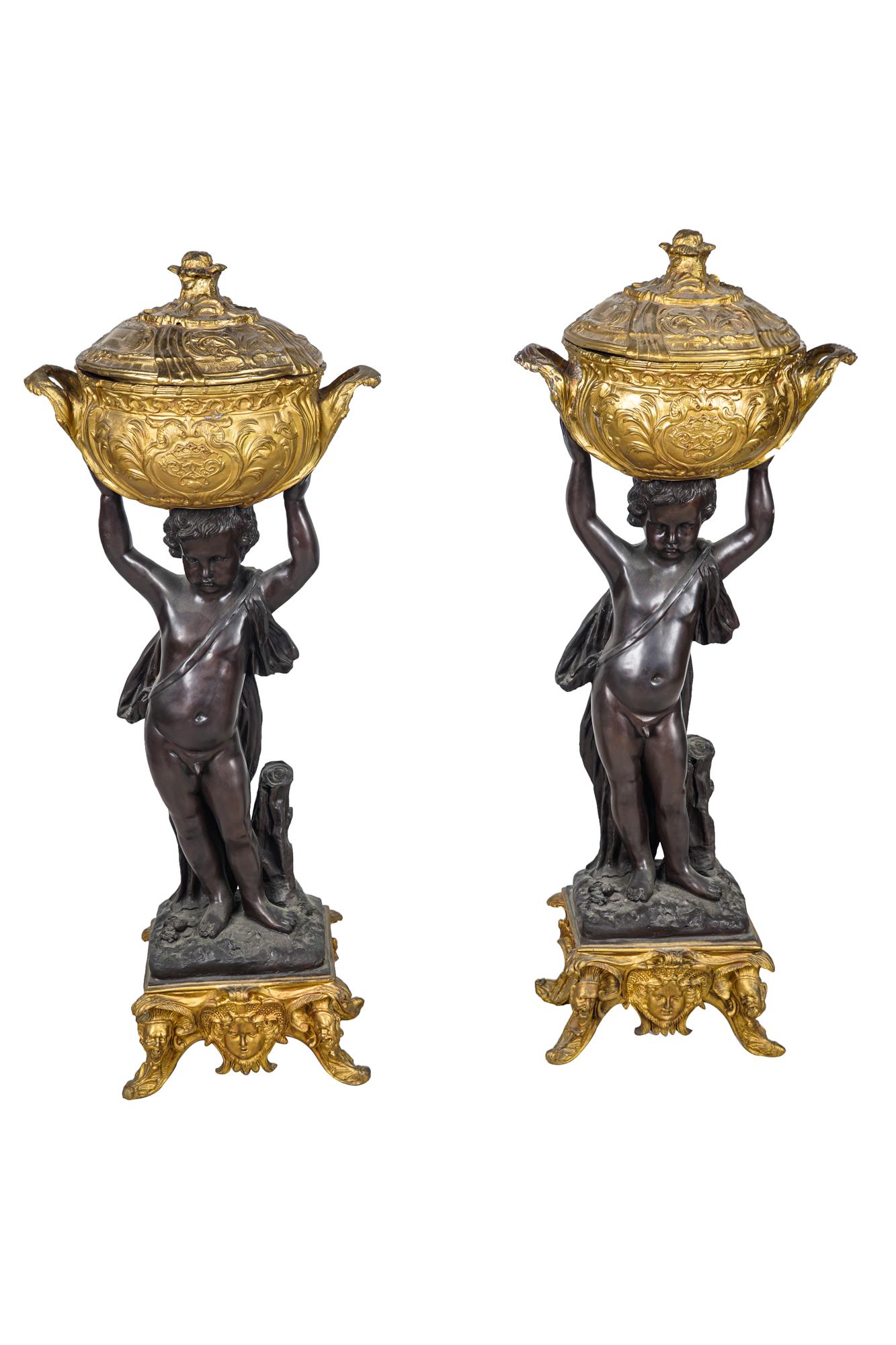 PAIR OF BRONZE CHERUB FIGURES (1 of 11)