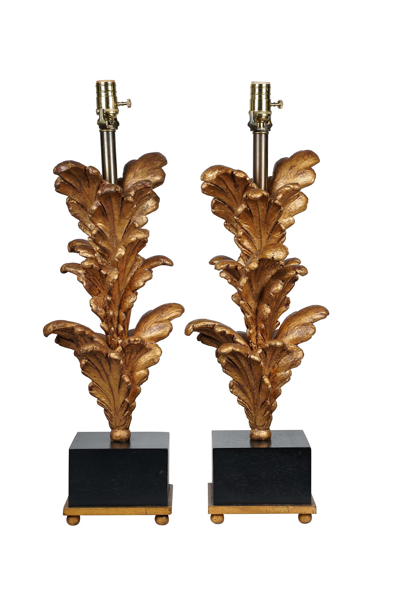 PAIR OF GILT DECORATED FLORAL TABLE LAMPS (1 of 13)