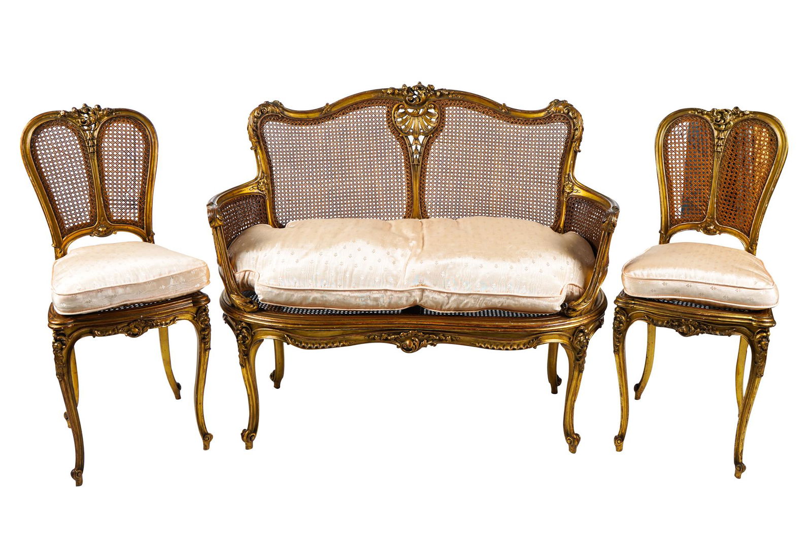 LOUIS XV STYLE CARVED AND GILT SALON SUITE (1 of 8)