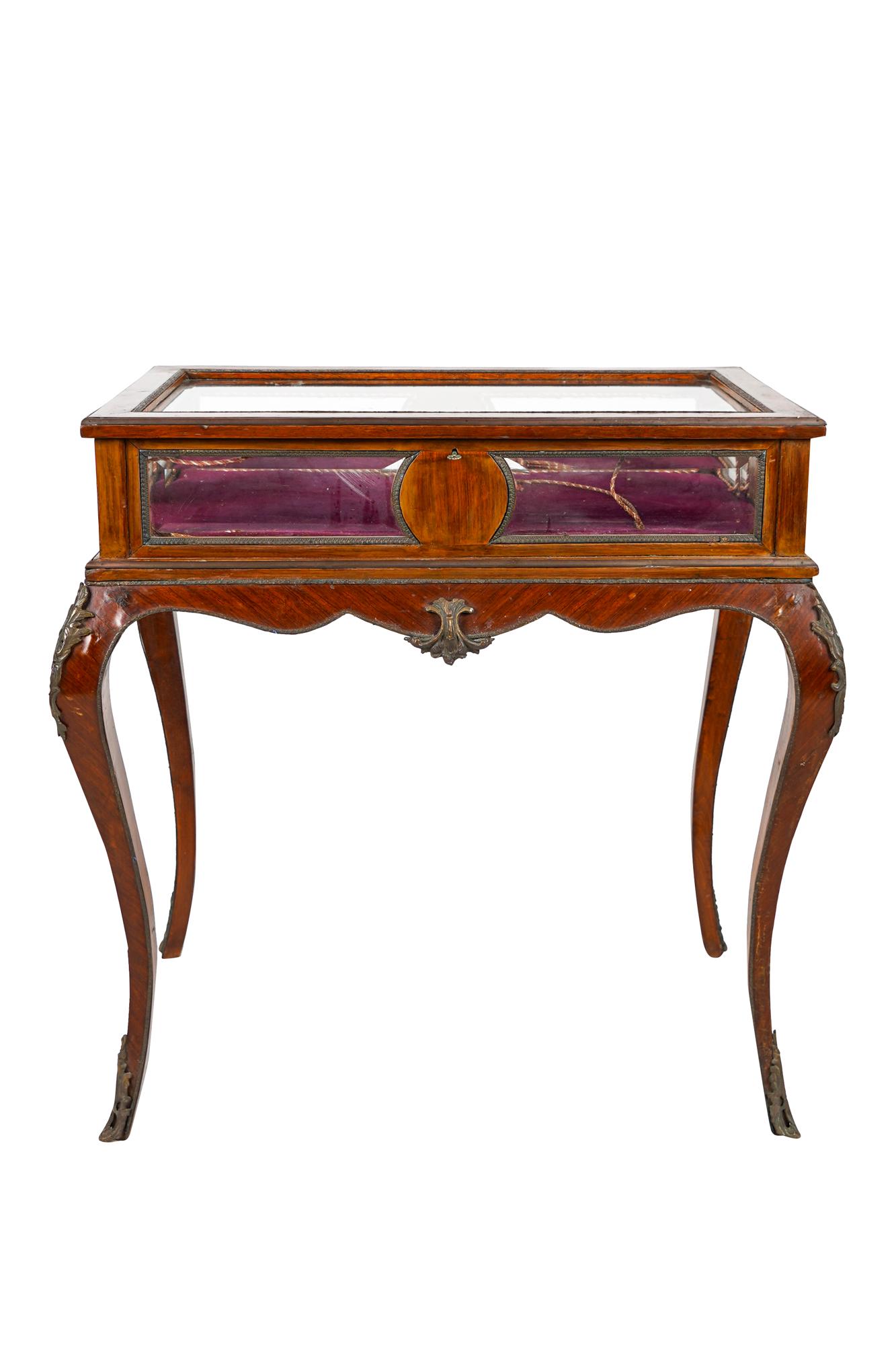 LOUIS XV STYLE MAHOGANY VITRINE TABLE (1 of 6)