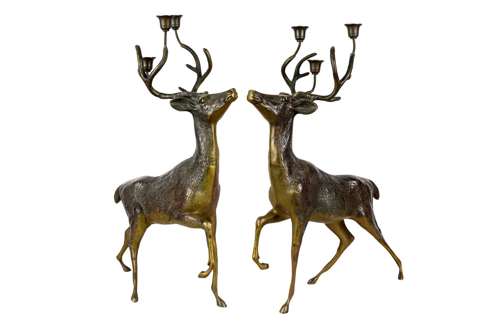 PAIR OF BRASS STAG CANDELABRA (1 of 16)