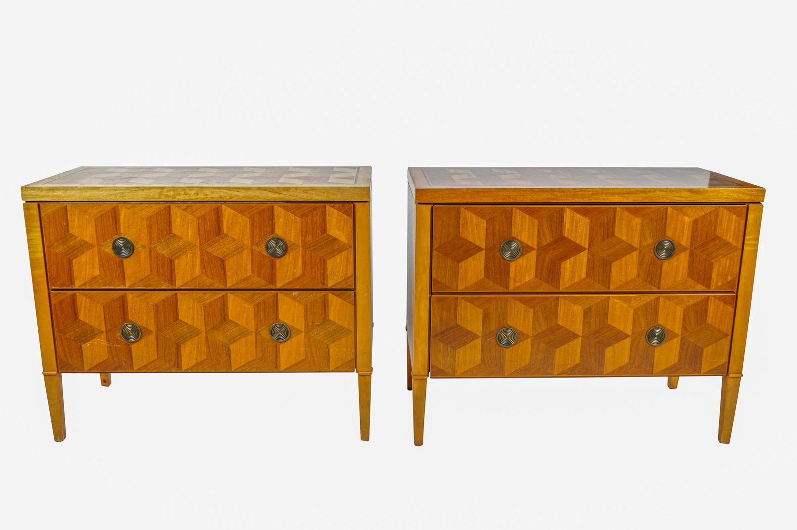 PAIR OF BAKER PARQUETRY COMMODES (1 of 8)