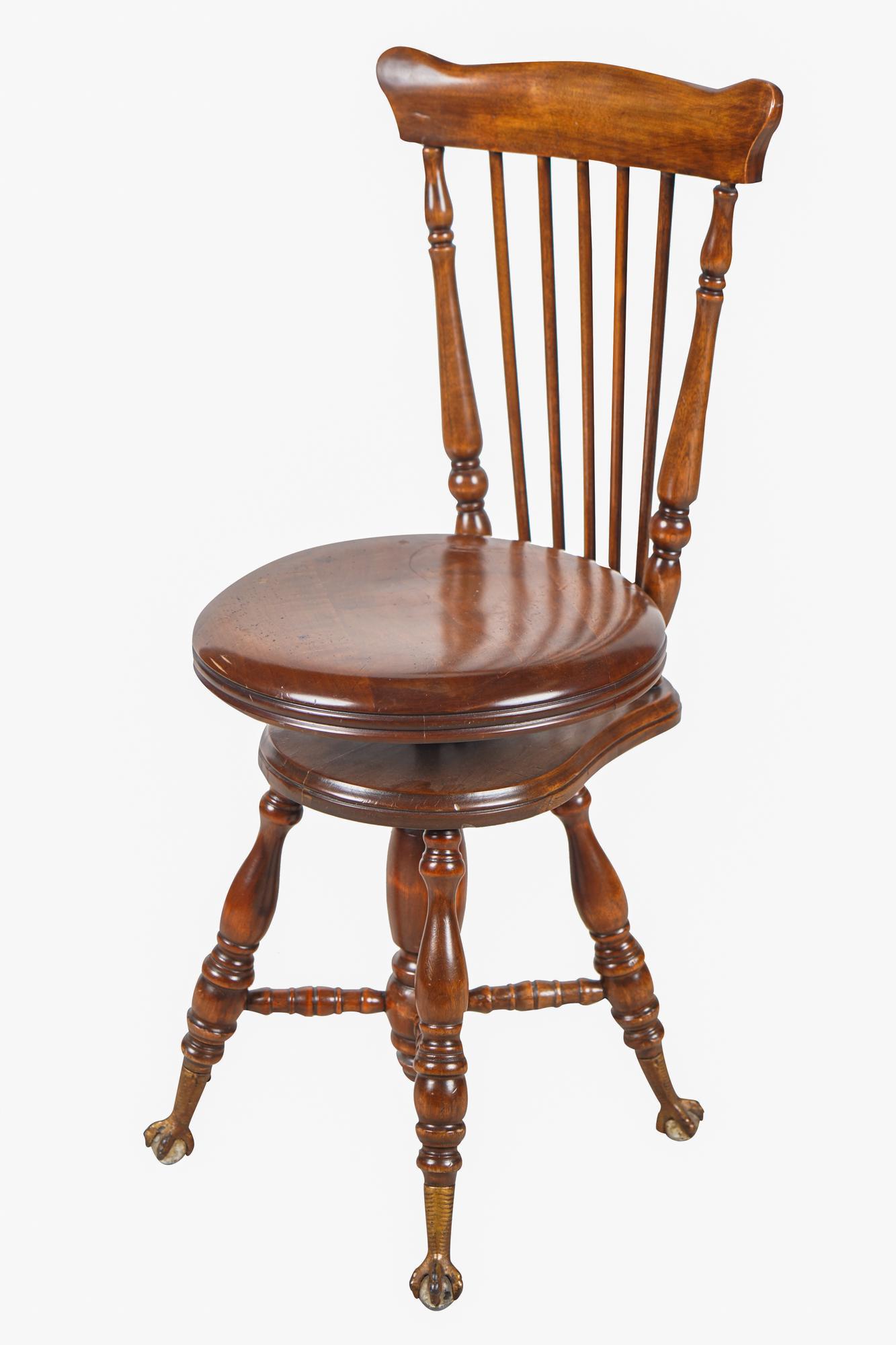 MAHOGANY SWIVEL PIANO STOOL (1 of 7)