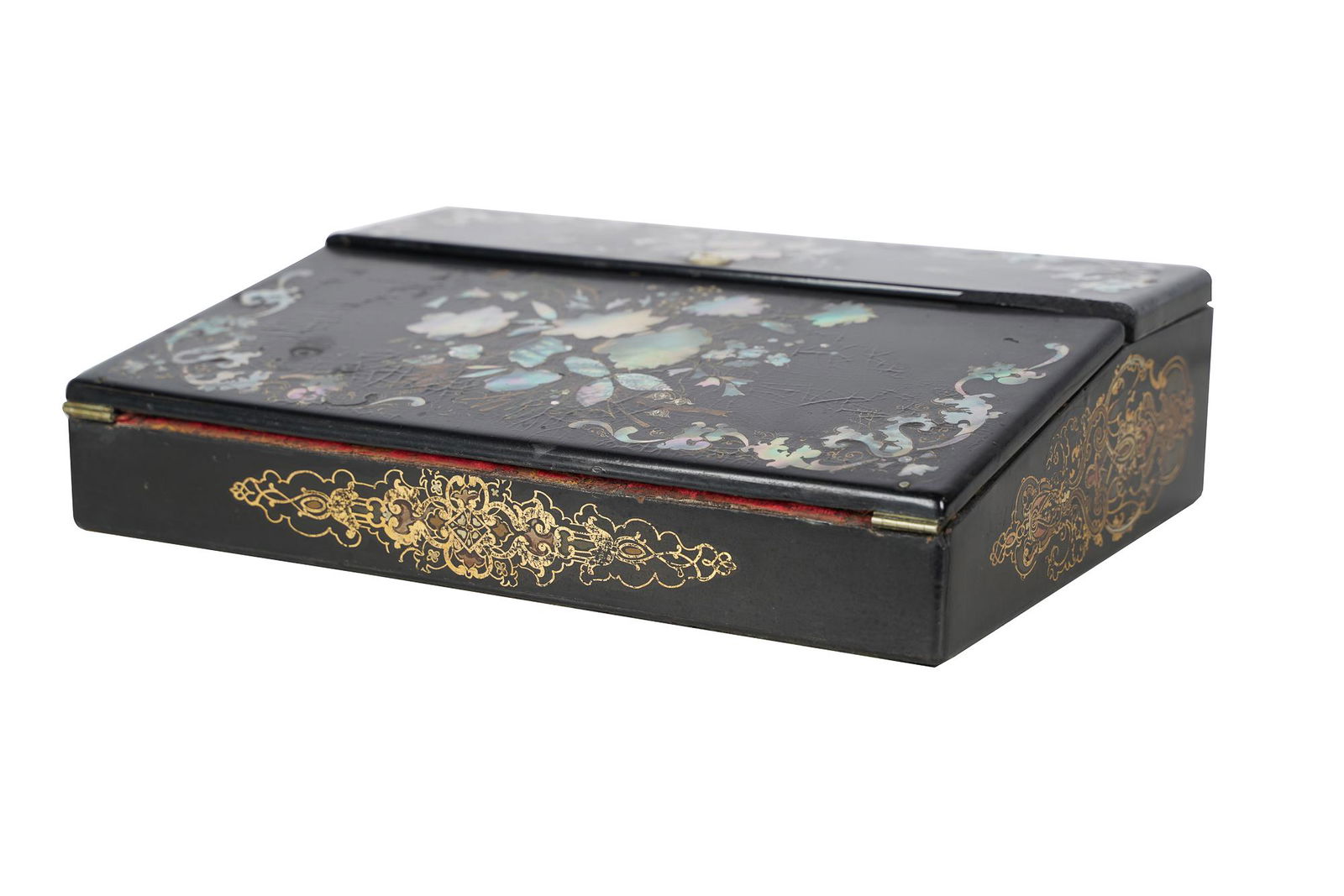 JAPANESE MOTHER OF PEARL INLAID & LACQUERED LAP DESK (1 of 12)