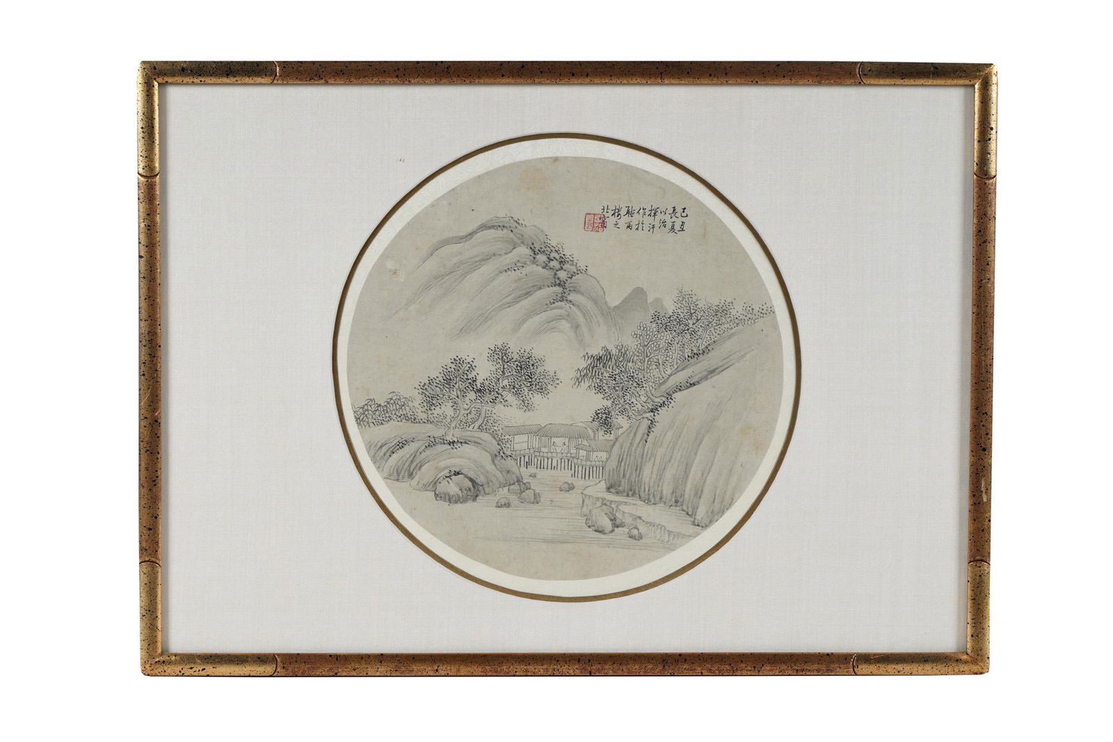 FRAMED CHINESE LANDSCAPE DRAWING (1 of 7)