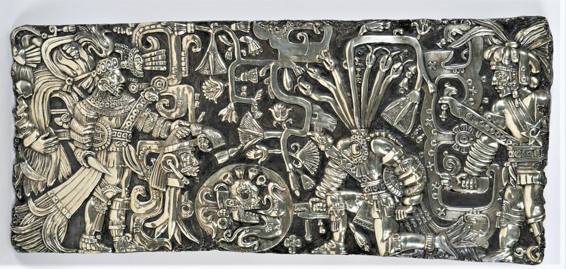 AZTEC STYLE SILVER & COMPOSITION WALL PLAQUE (1 of 7)