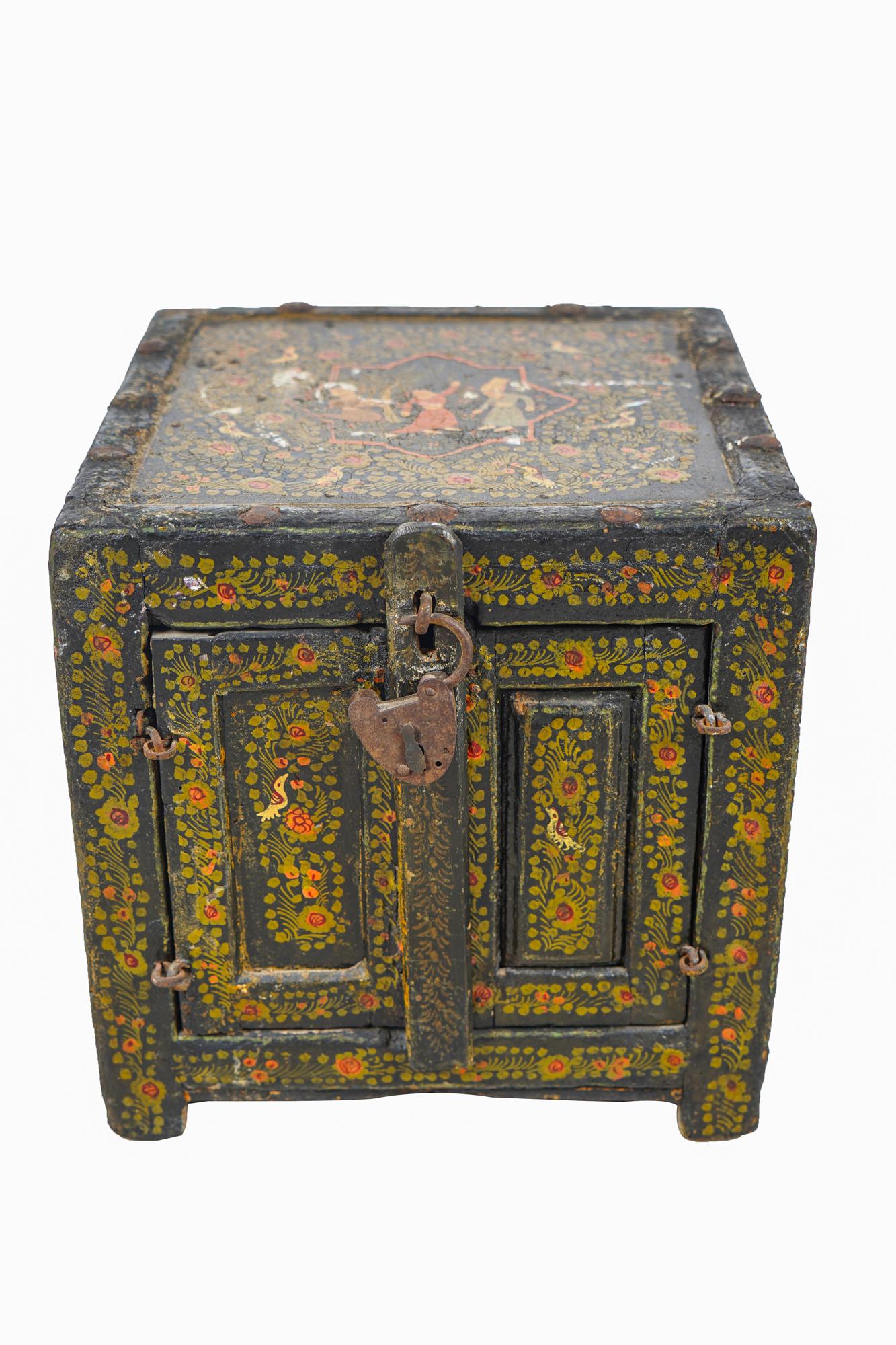 INDIAN IRON-MOUNTED PAINTED BOX (1 of 8)