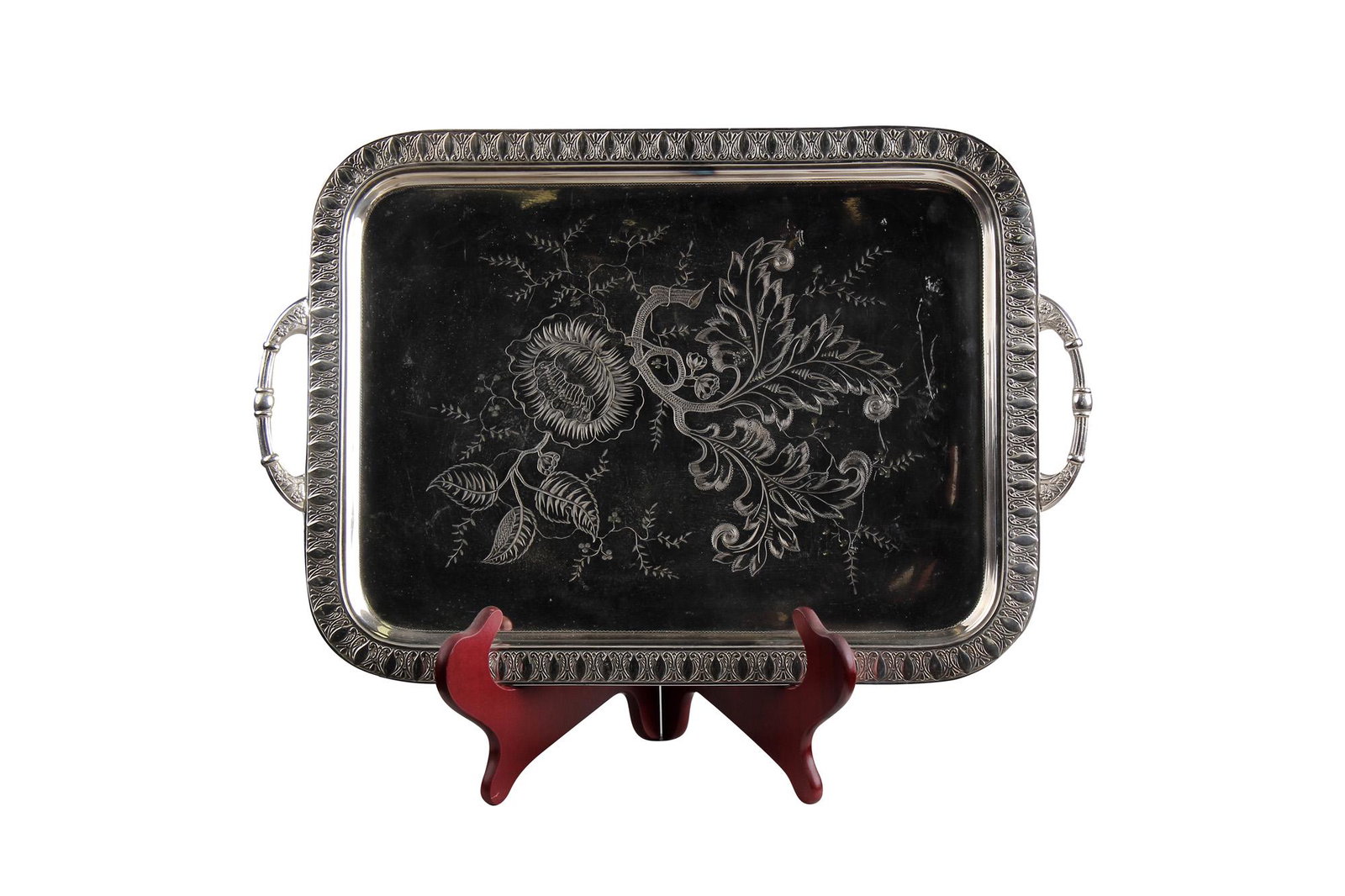 PAIRPOINT SILVERPLATE TRAY: Condition: does not sit flush to table; surface scratches throughout 19 1/2 inches wide