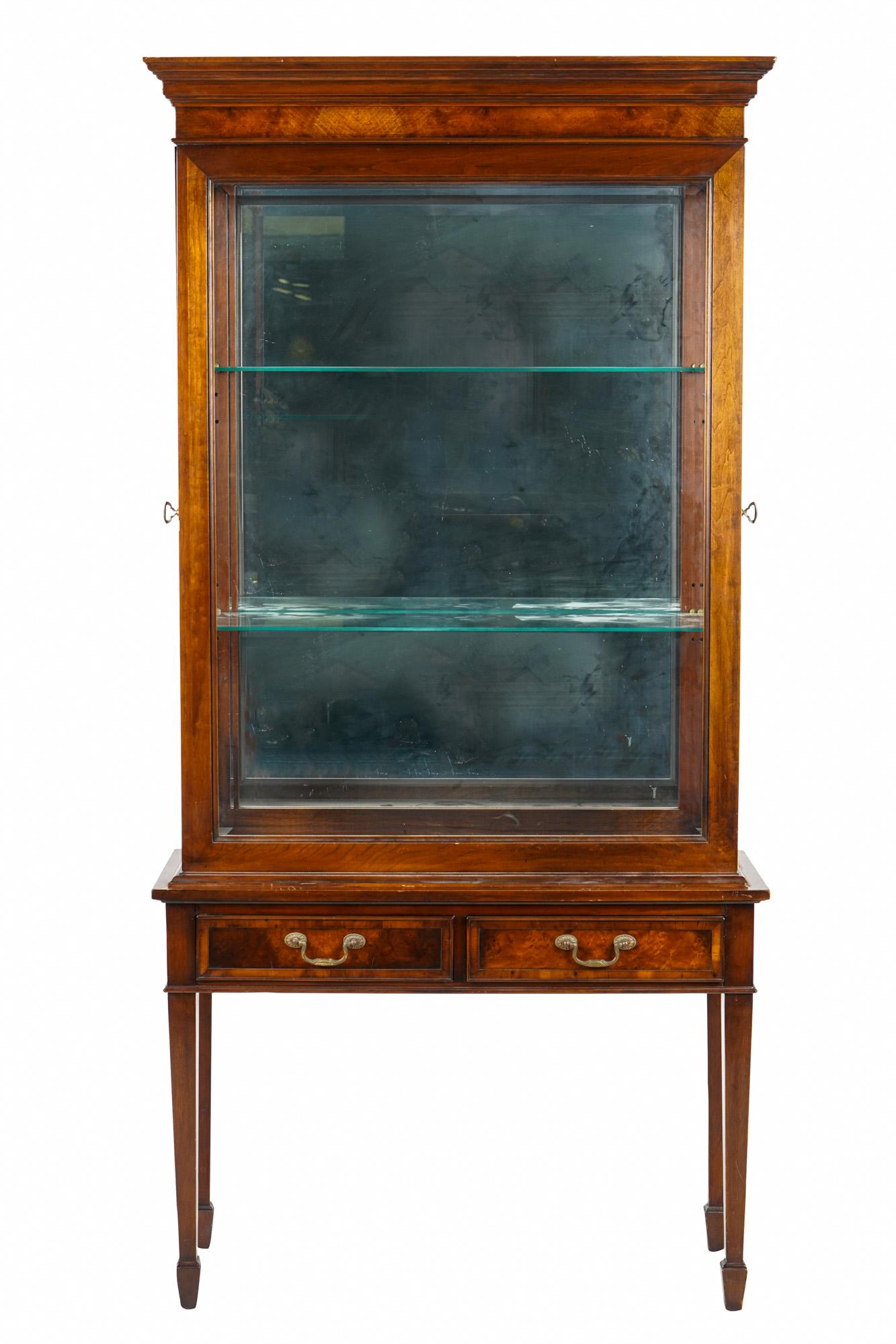 AMERICAN WALNUT DISPLAY CABINET ON STAND (1 of 8)